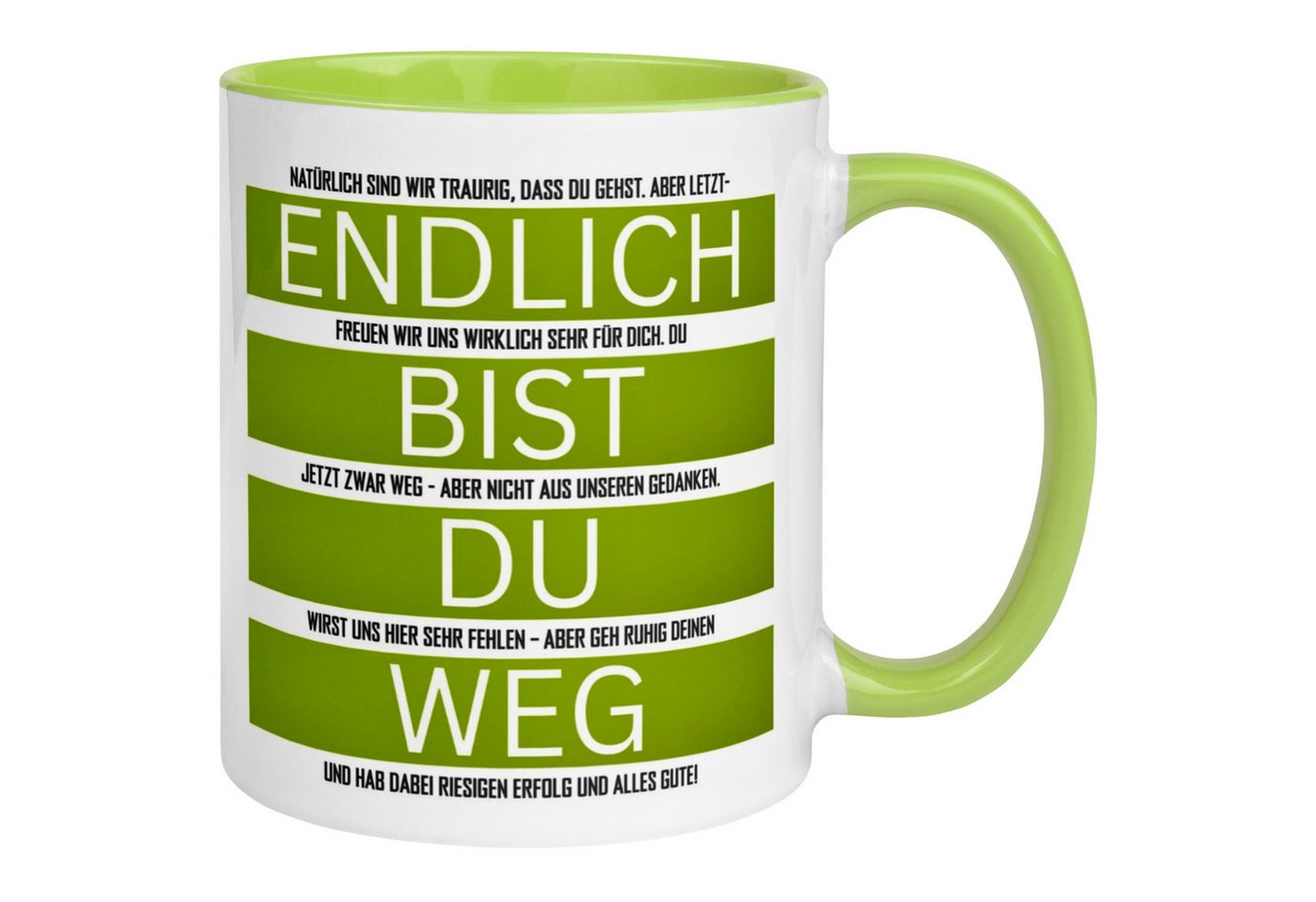 Momentals Tasse Abschied – „Endlich bist du weg“ – Abschiedsgeschenk für Kollegen, Gratis Versand · Links-&Rechtshänder · Spülmaschinenfest