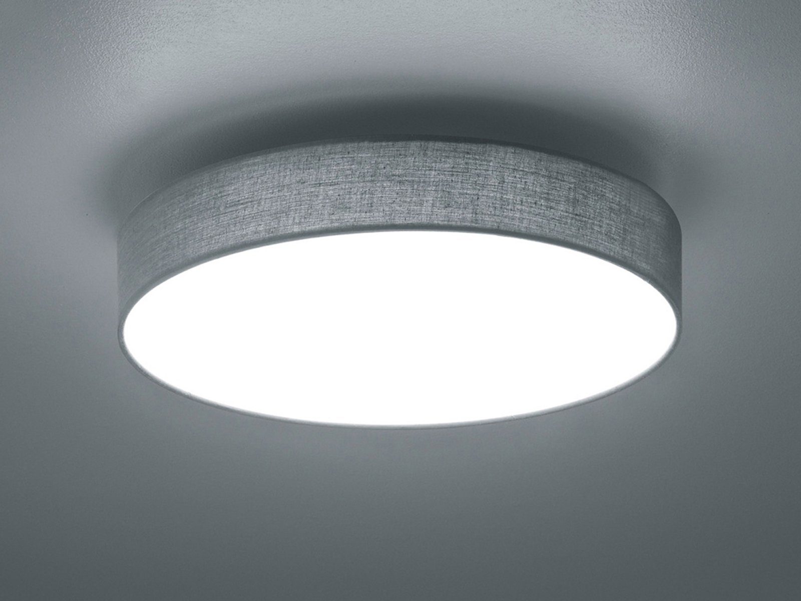 2er-SET Warmweiß, dimmbare LED Dimmfunktion, Deckenleuchte, Lampen-schirm Stoff mit Design-klassiker meineWunschleuchte flache integriert, LED fest Grau