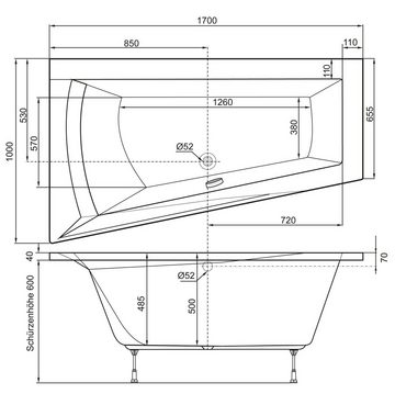 OTTOFOND Whirlpool-Badewanne Galia I Mod. B, (Set), 170x100 cm