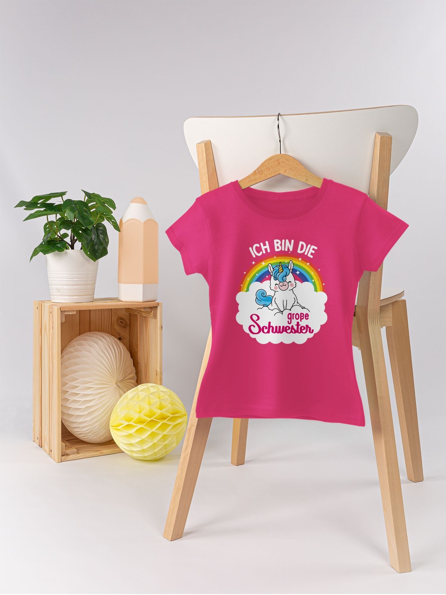 T-Shirt 1 große die Große Ich Schwester bin Fuchsia Einhorn Schwester Shirtracer -