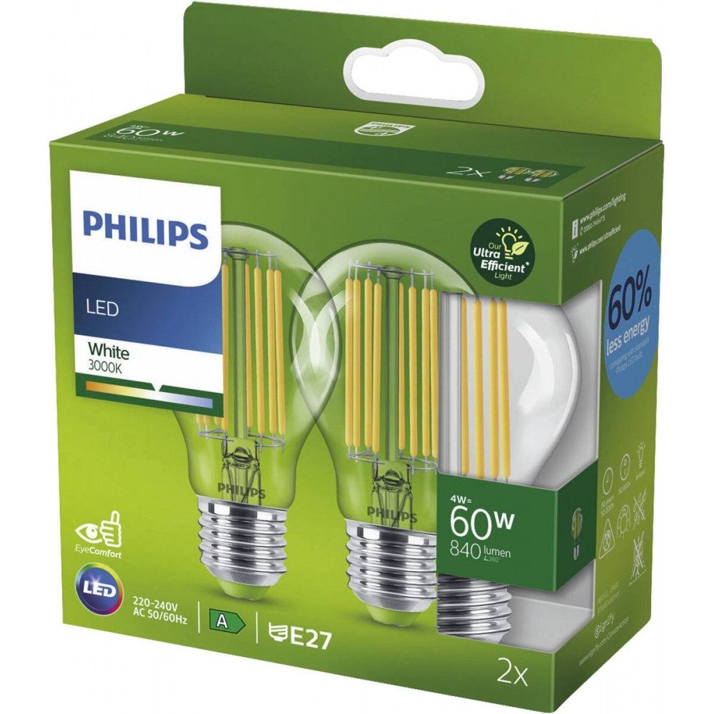 Philips LED-Leuchtmittel LED CLA 60W A60 E27 - LED Leuchtmittel - transparent, E27