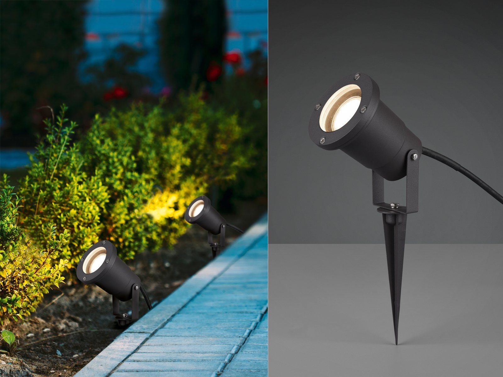 Gartenleuchten meineWunschleuchte beleuchten wechselbar, IP 65, Erdspieß-strahler LED Strom Warmweiß, 11cm LED Gartenstrahler, Garten H