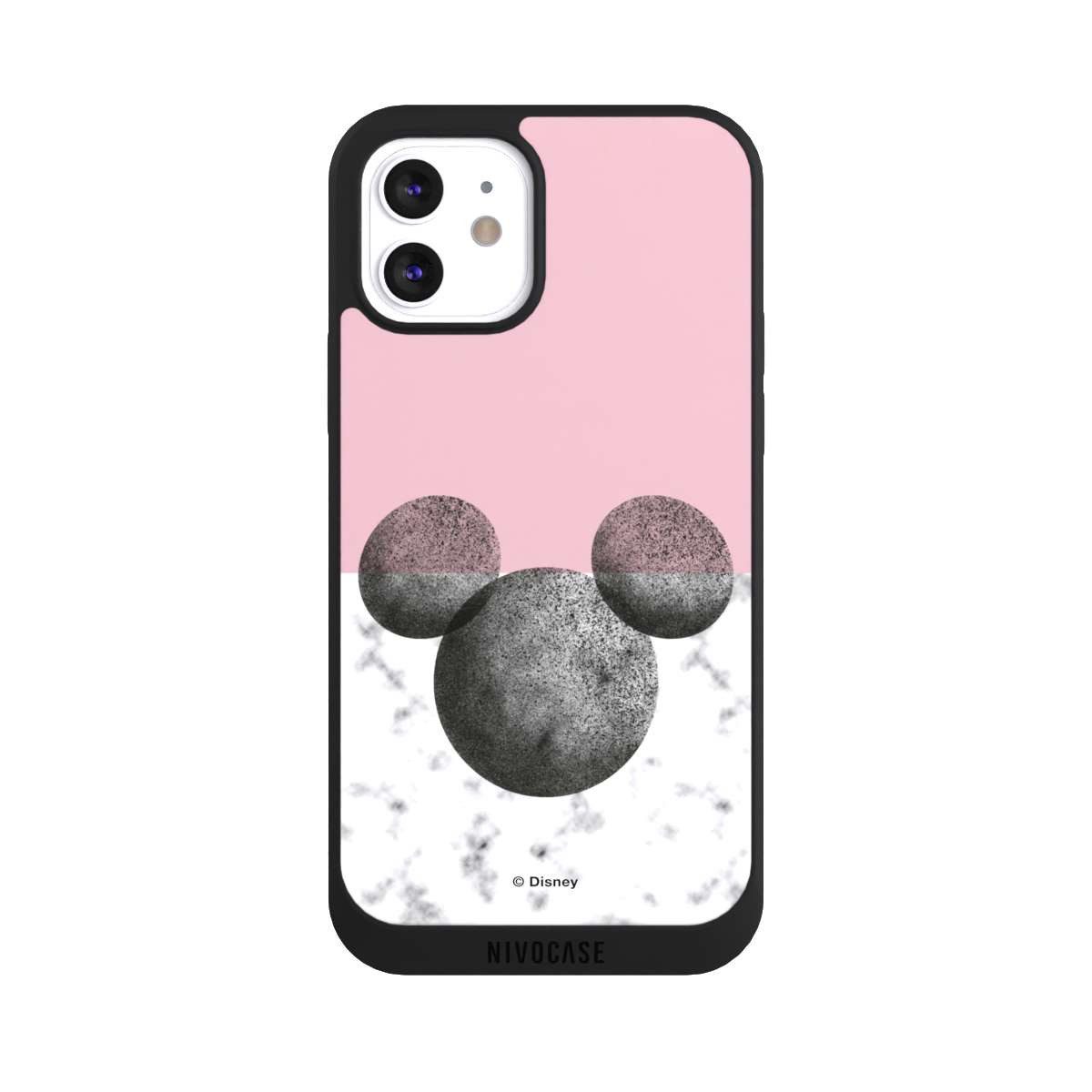 NIVOCASE Handyhülle Disney Marmor Minnie Mouse Mickey Mouse Marmor, Apple iPhone 12 Handyhülle Hülle NIVOpure Case Schwarz