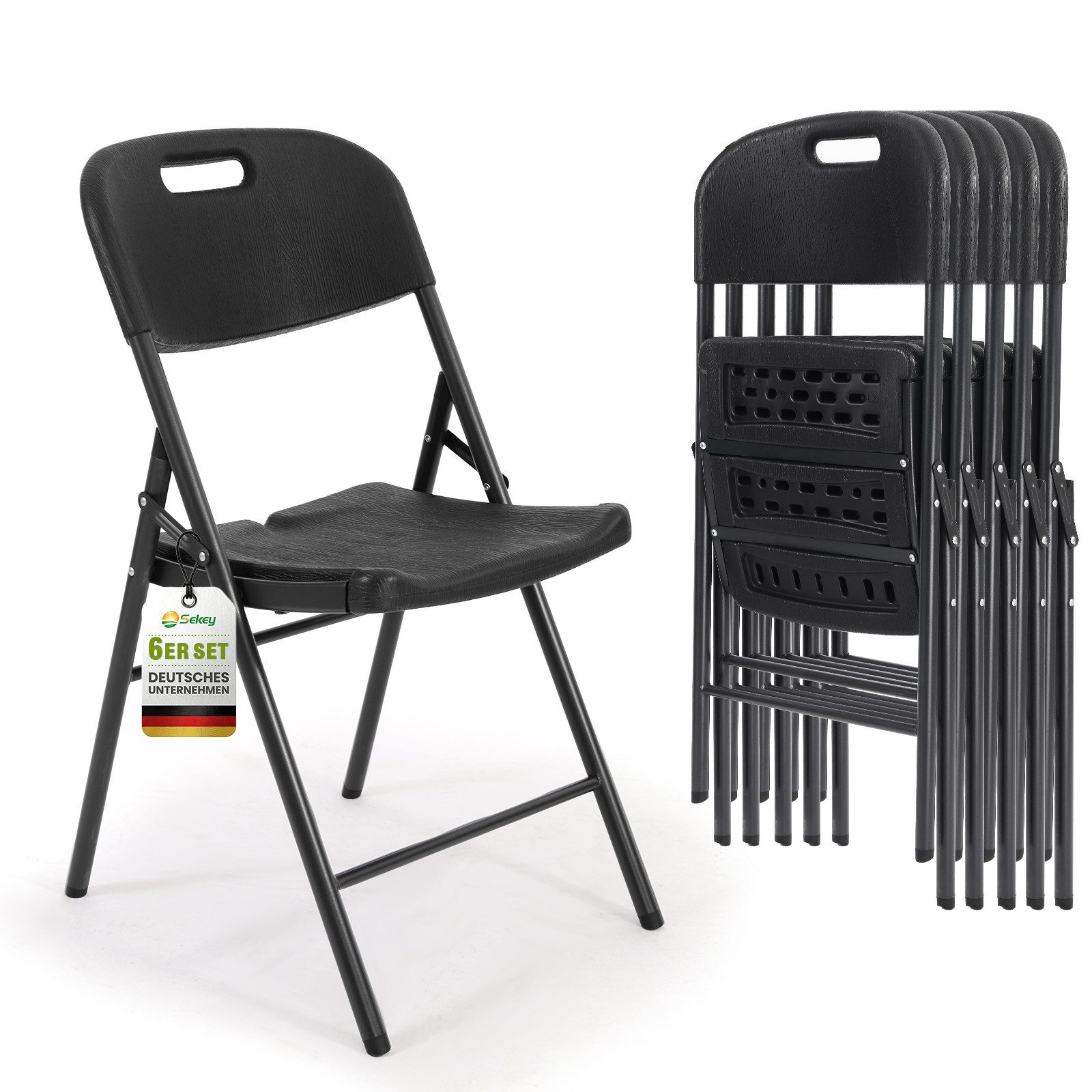 Sekey Klappstuhl Klappstuhl Set bis 150kg stabil faltbar Gartenstuhl Metall, Bis 150kg belastbar – stabil, faltbar & platzsparend