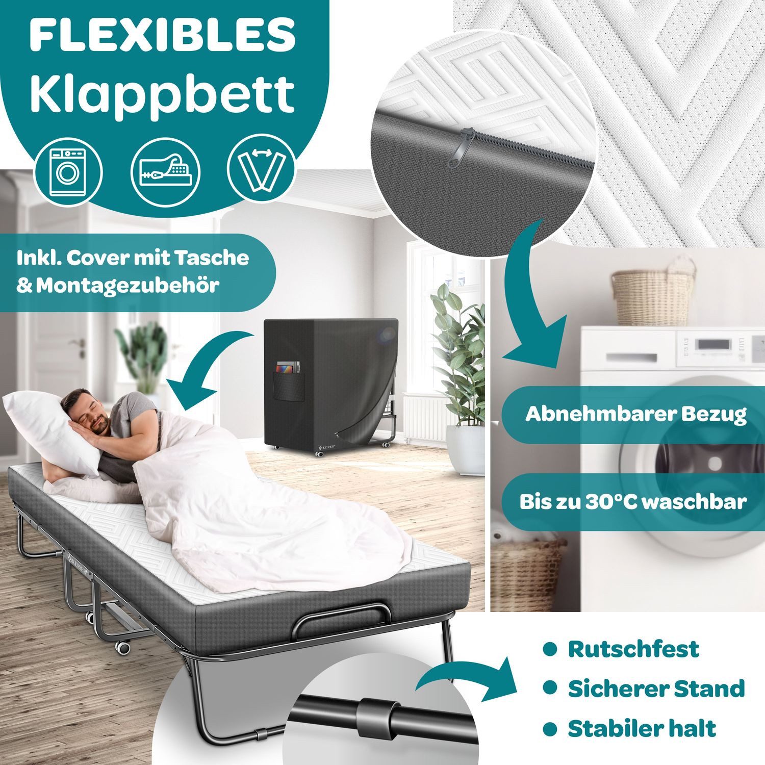 KESSER Gästebett 200x90cm Klappbett faltbares Reisebett günstig online kaufen