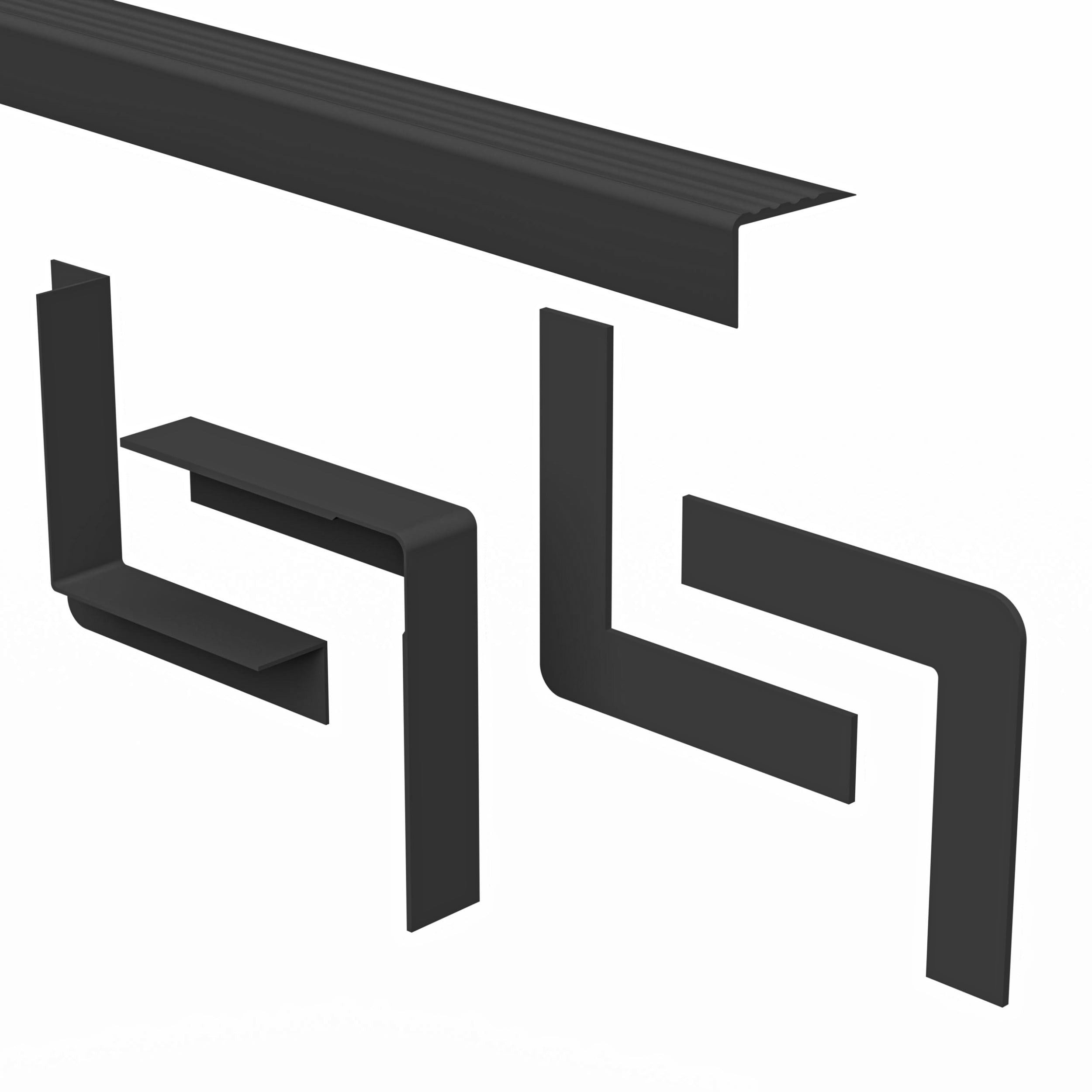Quest Treppenkantenprofil Treppenprofil-Set PMW 48 x 42 mm, 5-teilig für eine Stufe (Set, 5-St., Komplettset für eine Treppenstufe, beidseitig geschlossene Treppe), Set für eine Stufe, beidseitig geschlossene Treppe, 150 cm