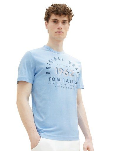 stripe Rundhalsausschnitt T-Shirt TAILOR mit TOM blue thin