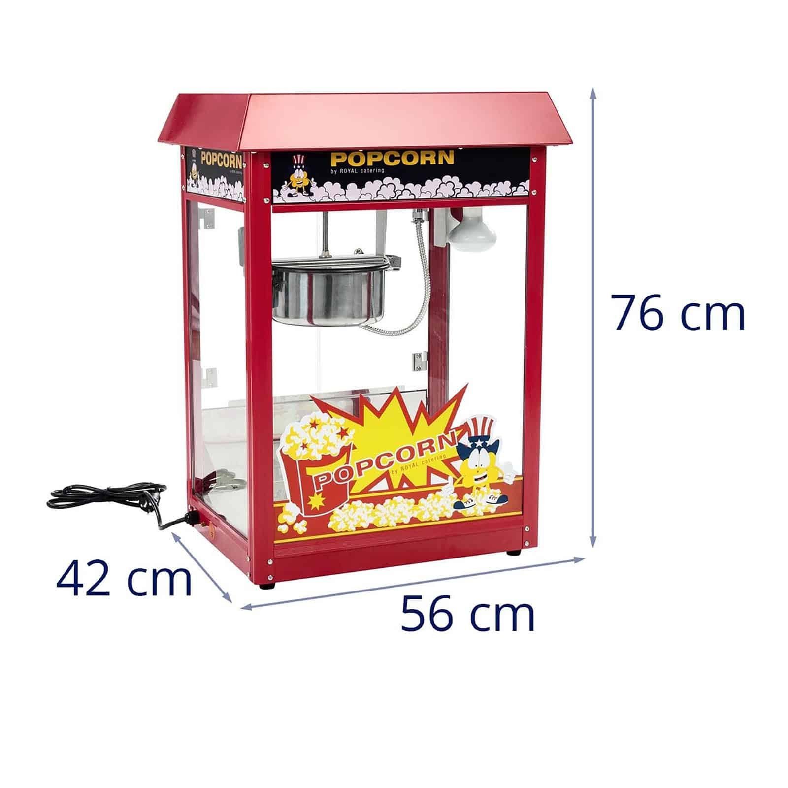 Popcornmaschine Edelstahl,gehärtetesglas,Teflonmaterial 1600W Popcornmaschine Kleine Royal Catering