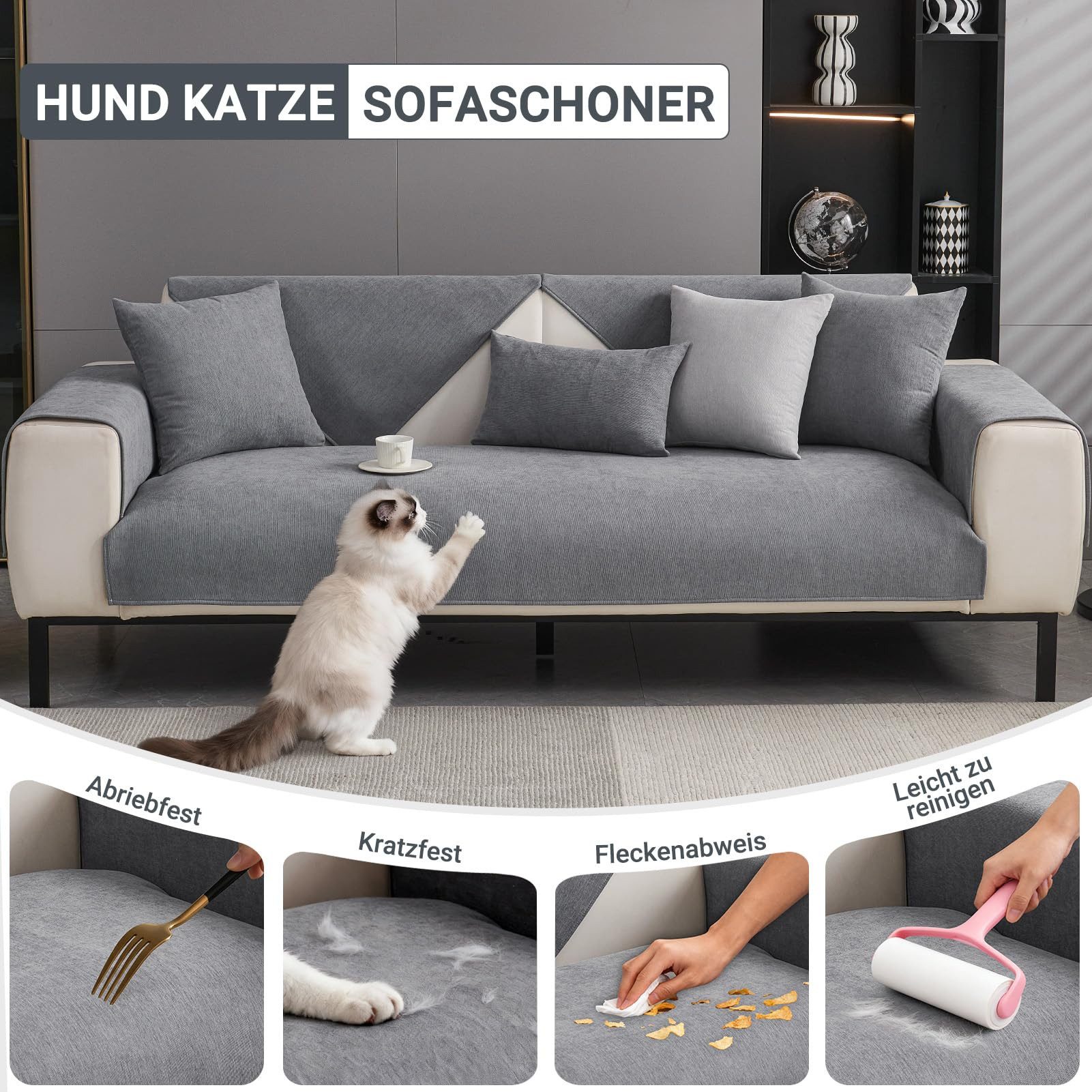 Zyronn Sofaschoner Sofa Überwurfdecke, Sofa Überzug, Sofabezug, Couchschoner, Überwurfdecken für Sofa, Hund Katze Sofa Überwurf