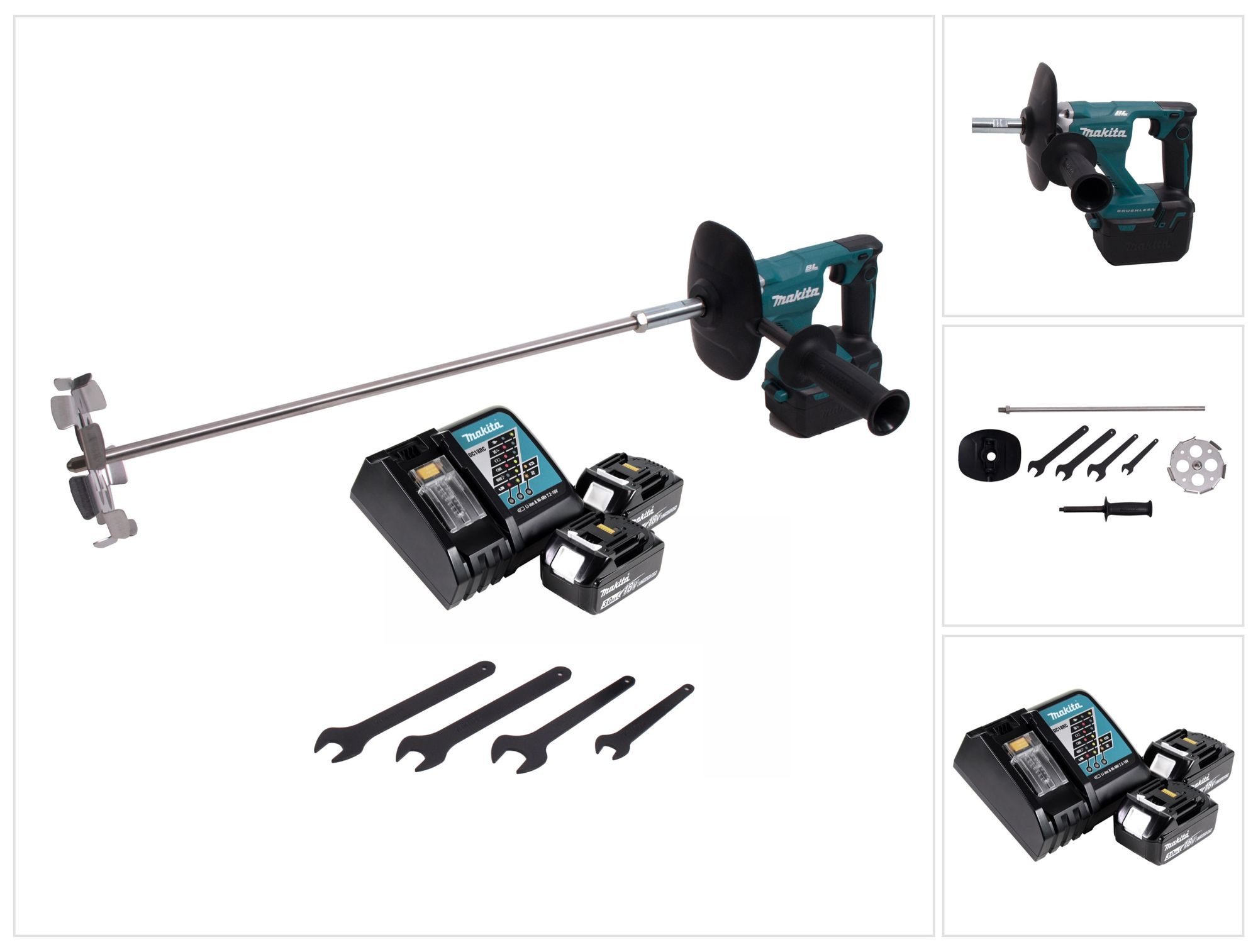 Makita Rührwerk DUT 130 RF Akku Rührgerät 18V M14 Brushless + 2x Akku 3,0Ah + Ladeger