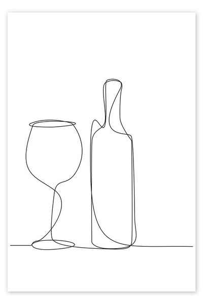 Posterlounge Poster Editors Choice, Ein Glas Wein, Bar Minimalistisch Illustration
