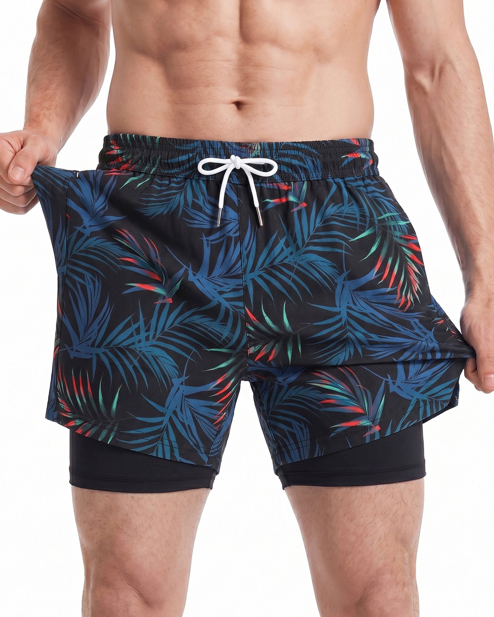 MaaMgic Shorts Herren Stretch kurze Hose Männer Badehose mit Reißverschlusstaschen (1-tlg)