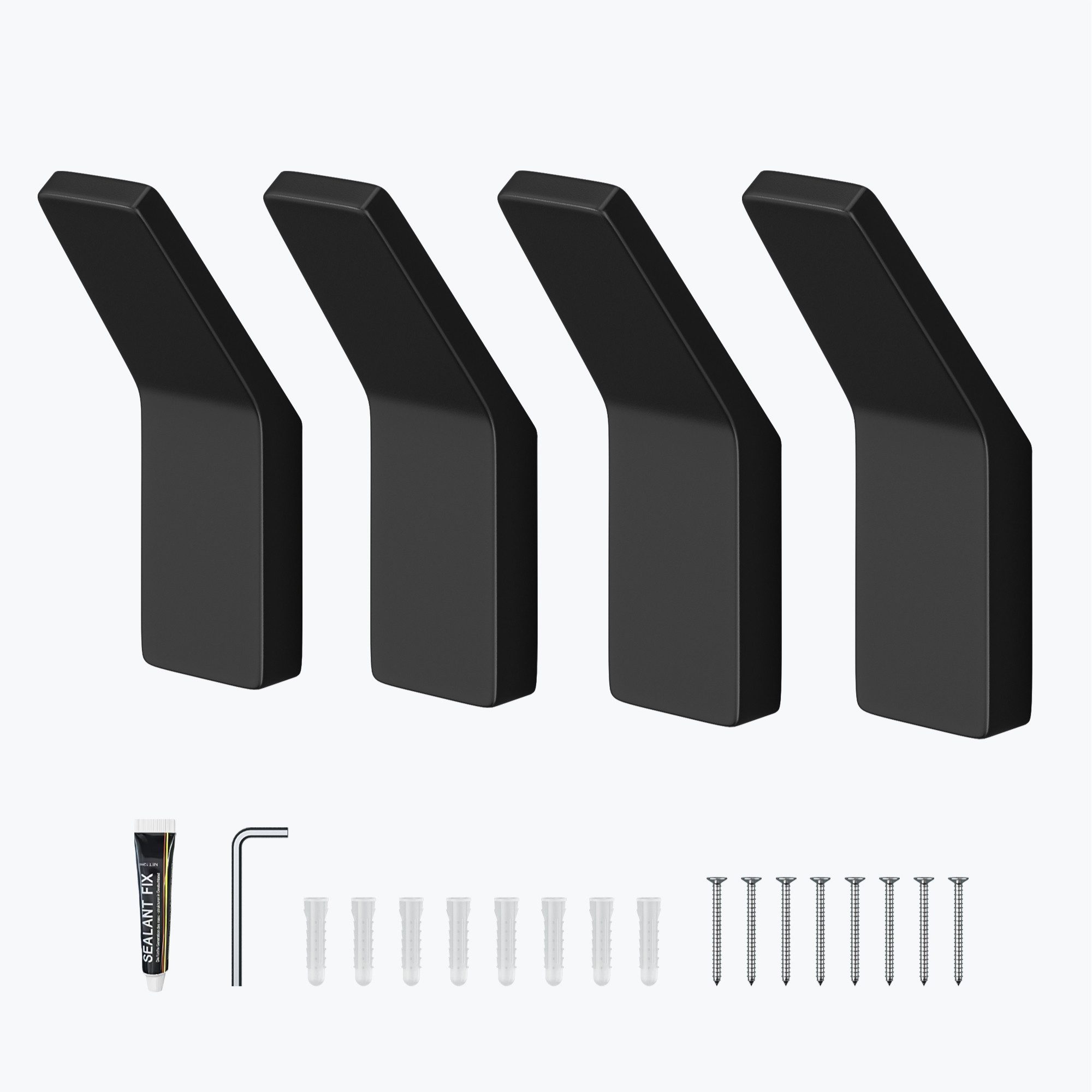 doporro Wandhaken Handtuchhaken Klebehaken aus Zinklegierung ohne Bohren Stalo-13, (4-St), 40° Wandneigung, Zinklegierung in einem Stück gegossen