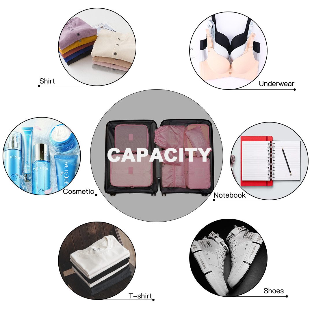 KONO Kofferorganizer Organizer Set 8-teilig für Koffer Kleidung platzsparend verpacken – Bild 5 von 5