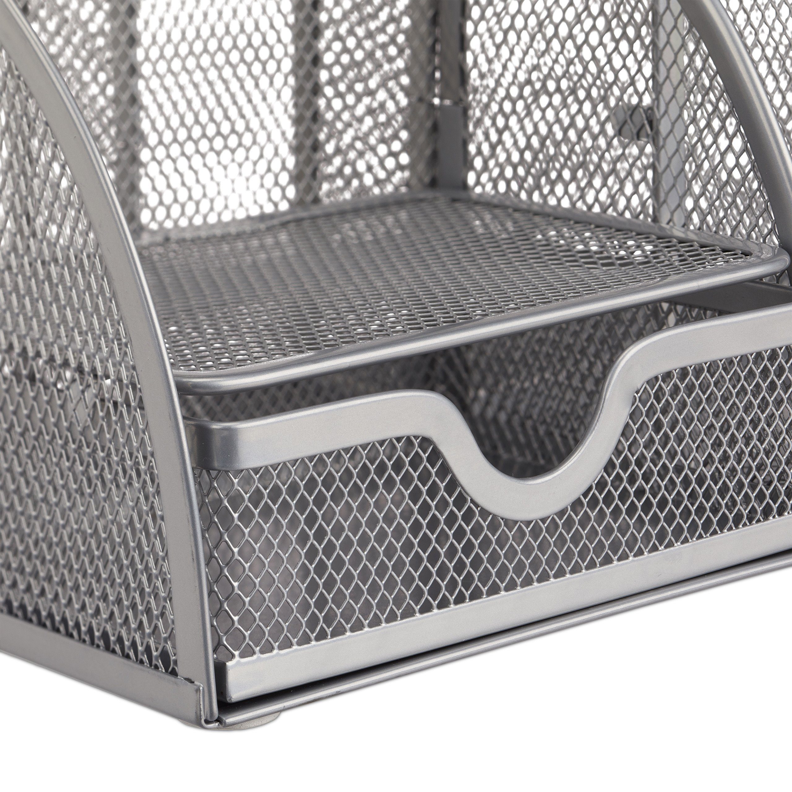 relaxdays Organizer Schreibtischorganizer 6 Ablagen Metall (1 St), silber – Bild 5 von 5