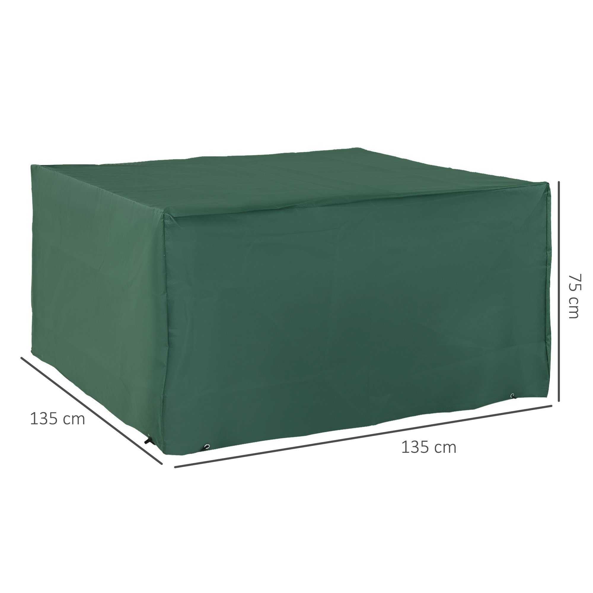 Outsunny Gartenmöbel-Schutzhülle Abdeckhaube für Gartenmöbel (Abdeckung, 1-St., Schutzhülle), 600D-Oxford Grün 135 x 135 x 75 cm