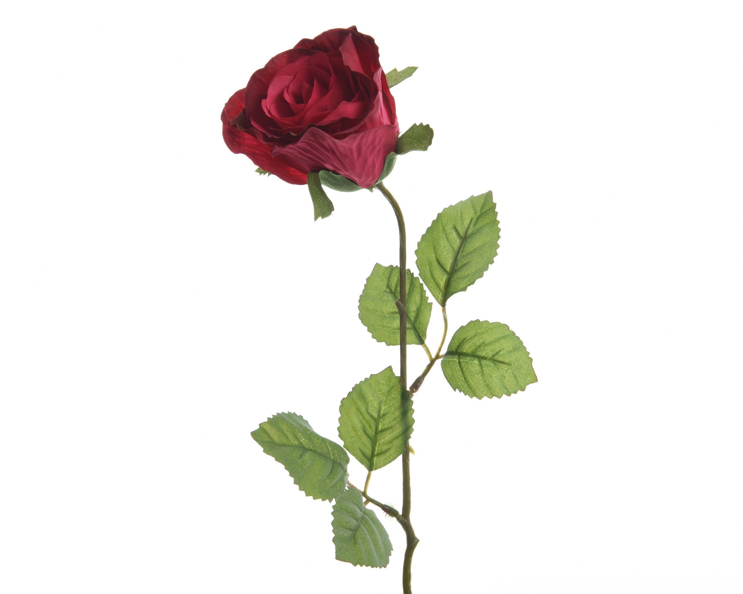 Kunstblume, Decoris season decorations, Künstliche Rose mit Stiel 45cm Polyester - Fuchsia
