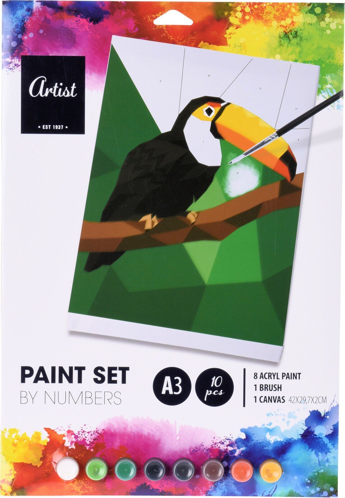 Spetebo Malen nach Zahlen Malen nach Zahlen 30 Teile Set mit 3 Motiven (Set, 30-St., inklusive Pinsel und Farben), DIY Acryl Malerei für Kinder