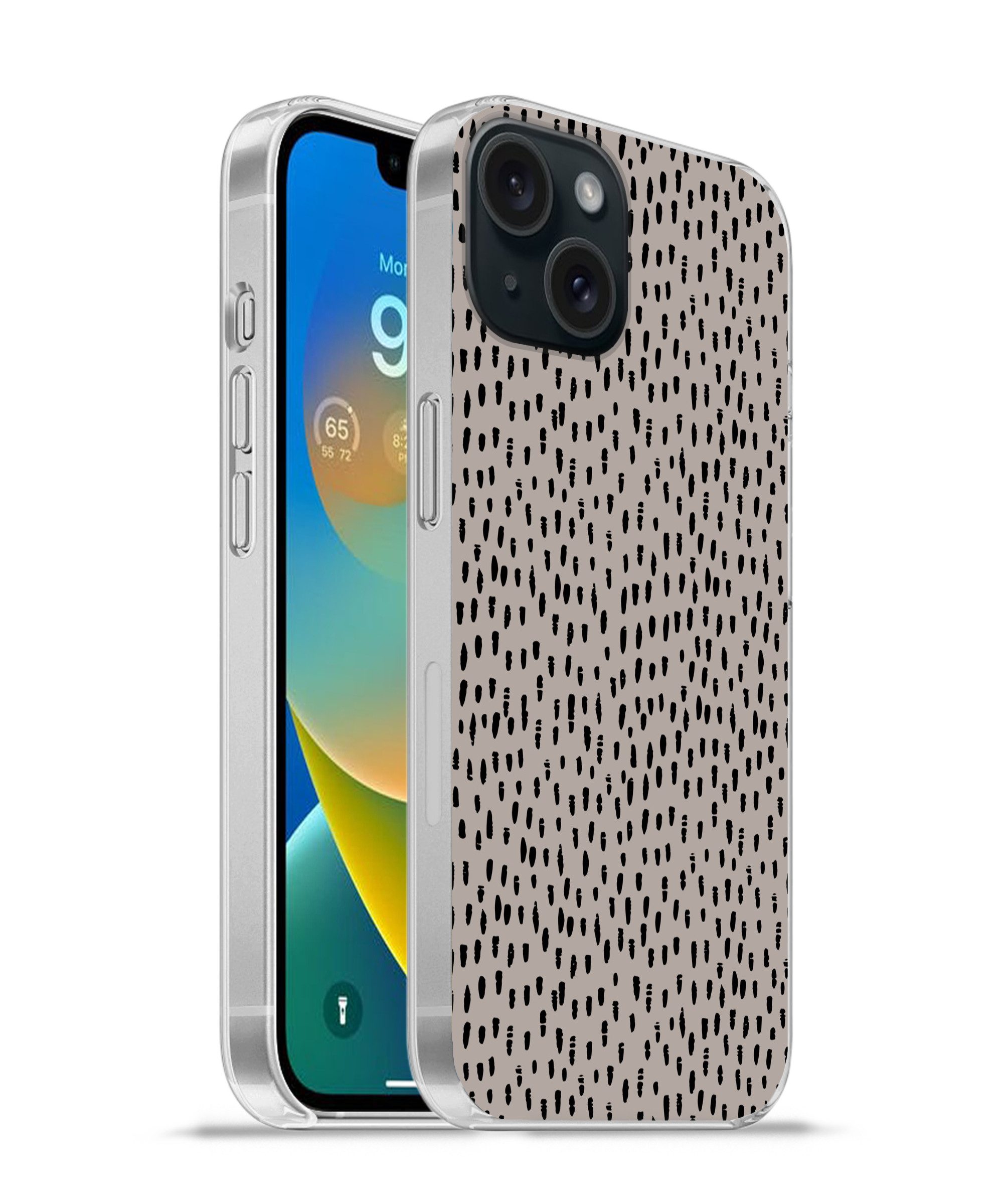 Handyhülle für Apple iPhone 15 Polka dots - Braun - Schwarz