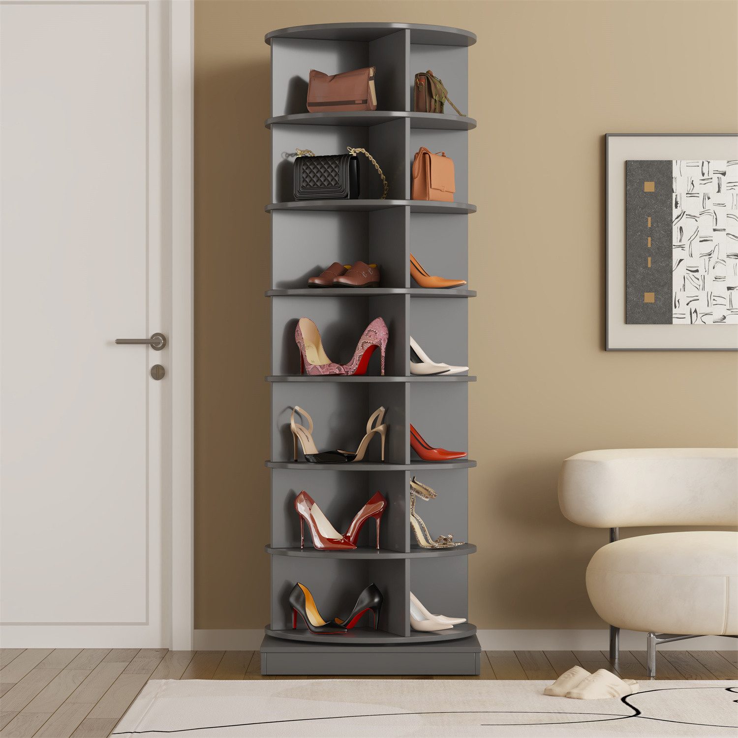 autolock Schuhschrank 360 Grau Drehbarer Schuhschrank 7 Schichten günstig online kaufen