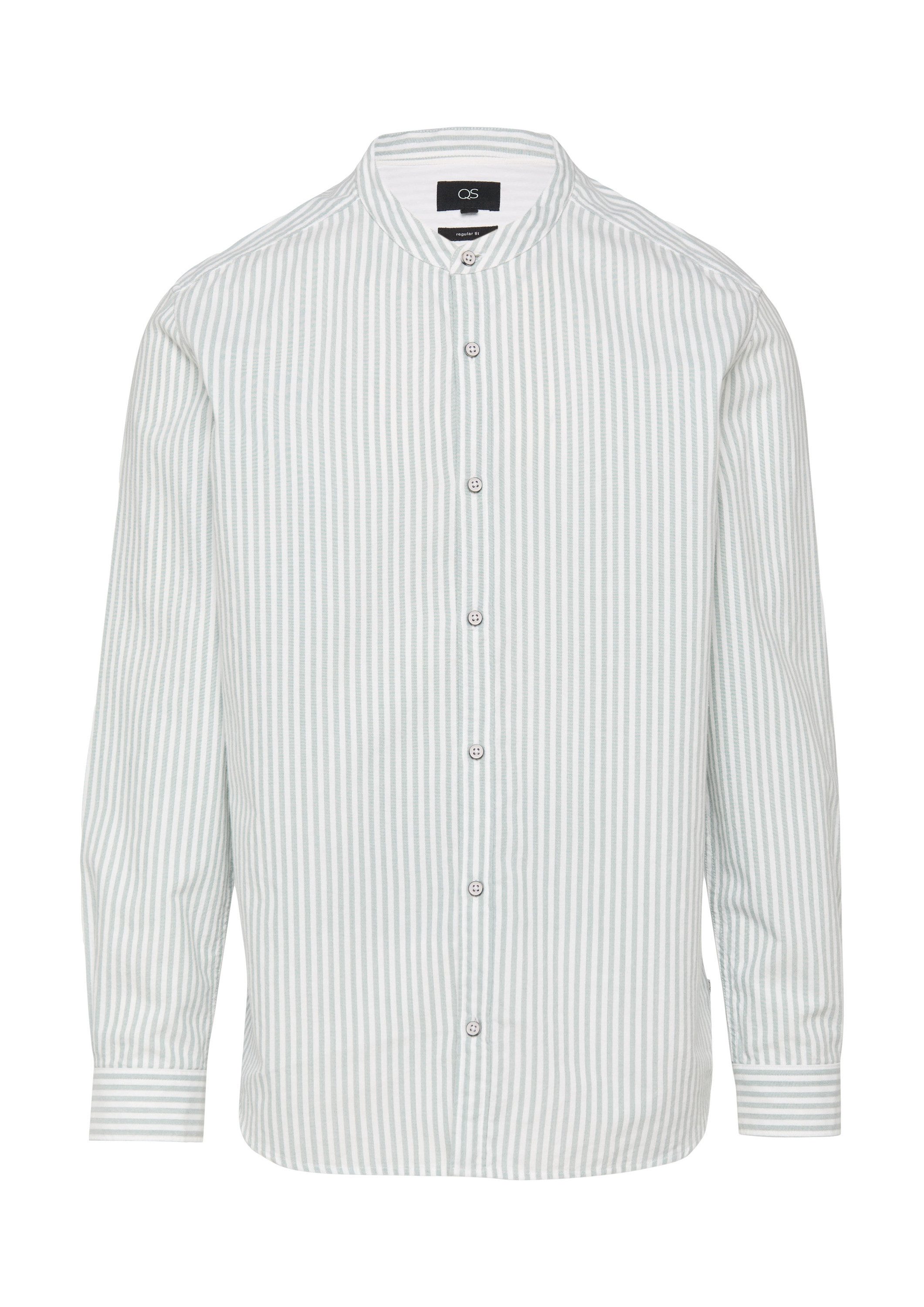 QS Langarmhemd Hemd Regular Fit: Stehkragenhemd aus gestreiftem Oxford günstig online kaufen