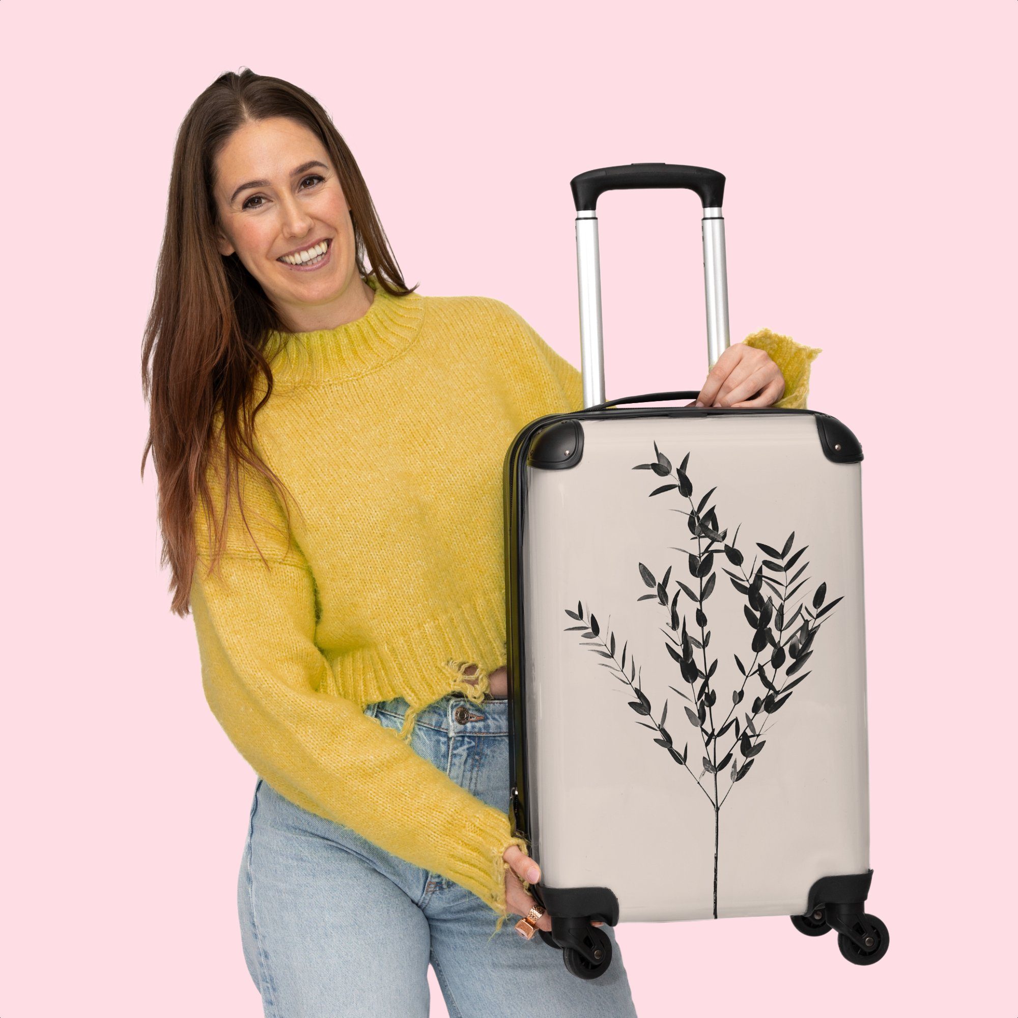 4 - Natur, Trolley Grün Pflanzen Rollkoffer - 55x35x20cm Rollen, mit Handgepäck - Cabin Rollen NoBoringSuitcases.com© Kleine Reisekoffer 4 Handgepäckkoffer