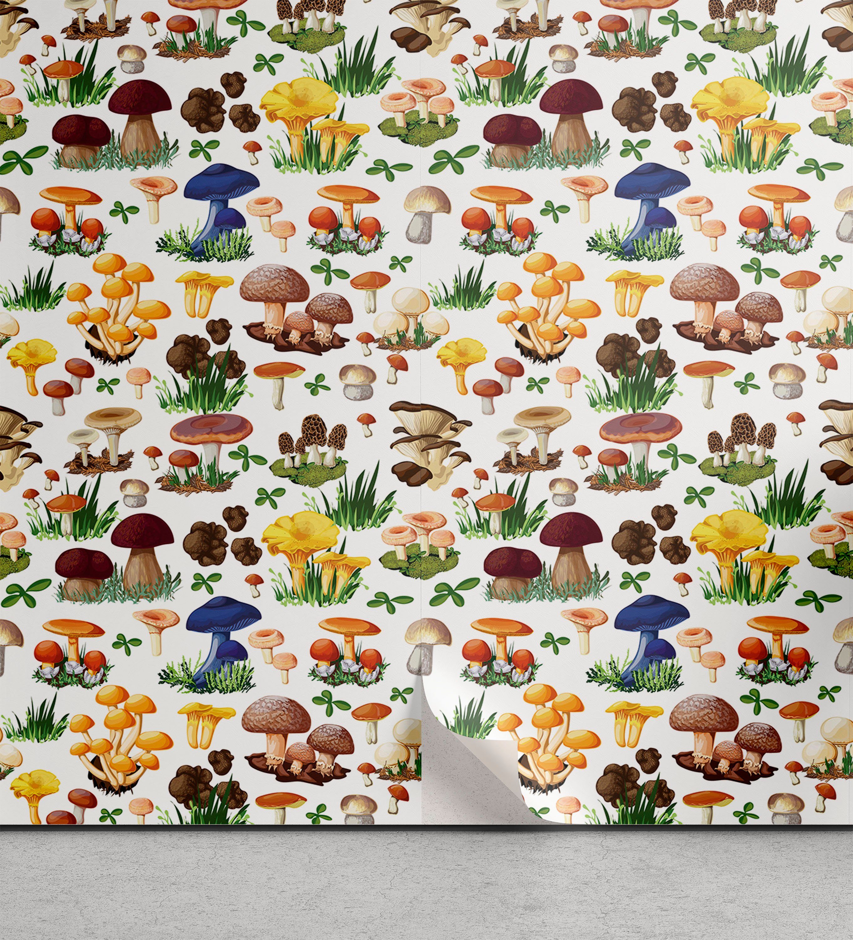 Abakuhaus Vinyltapete selbstklebendes Wohnzimmer Küchenakzent, Natur Pilze Wild Bio