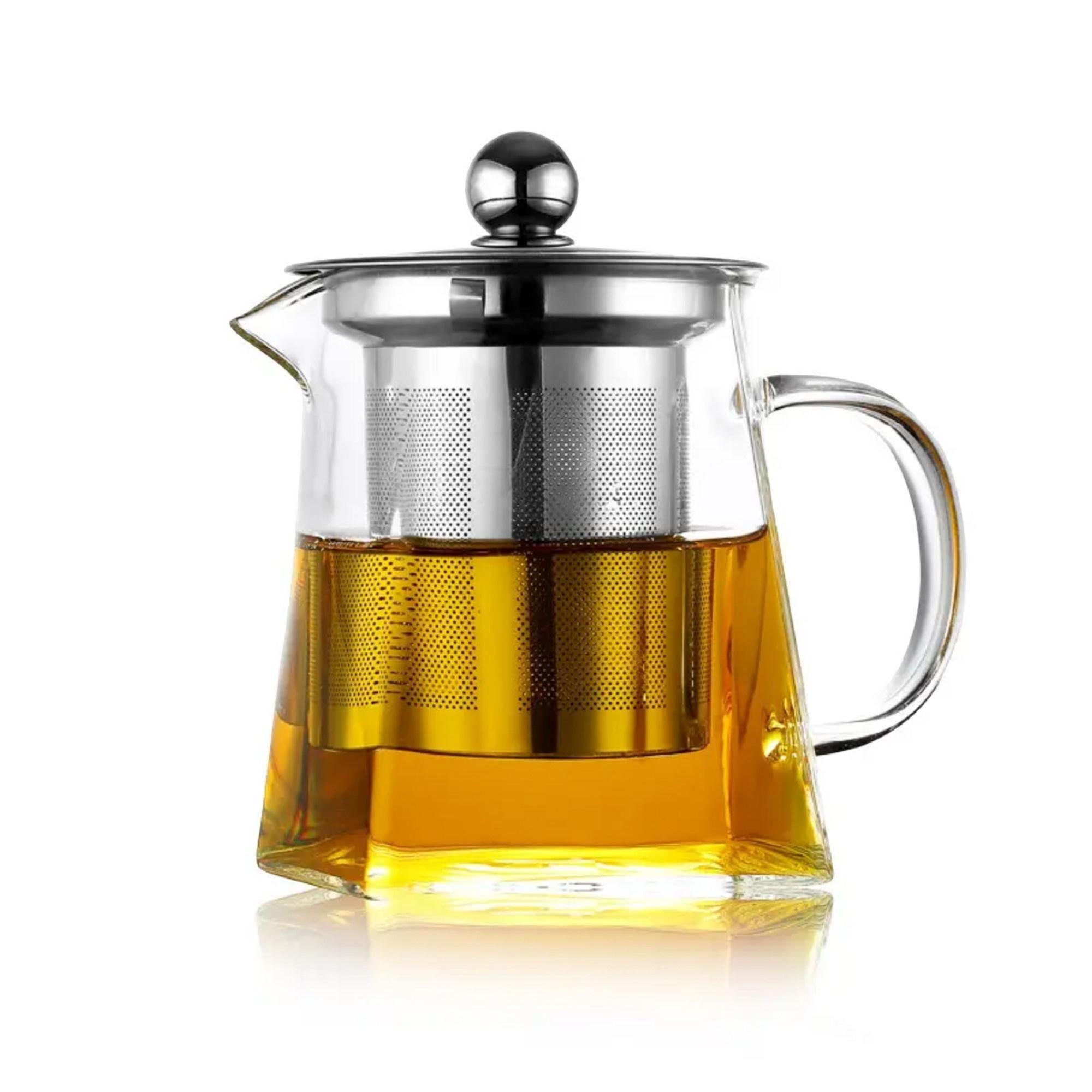 ROY Teekanne Modernes 950ml Glas-Teekanne mit Teesieb Teekessel