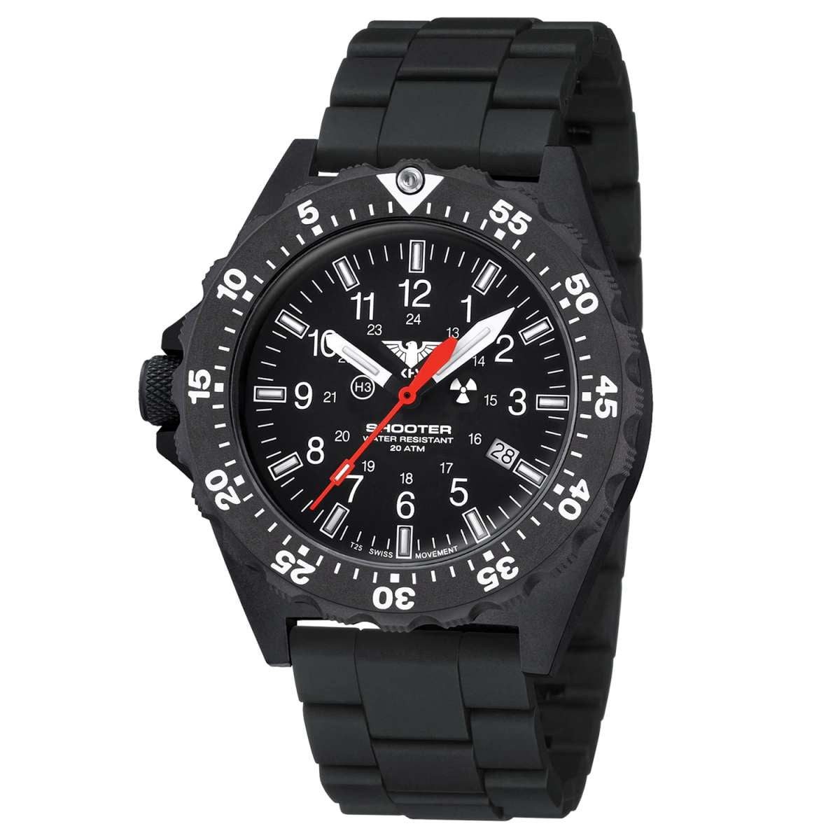KHS Schweizer Uhr SH2F.NCB, Herrenuhr Quarz Shooter MKII Schwarz