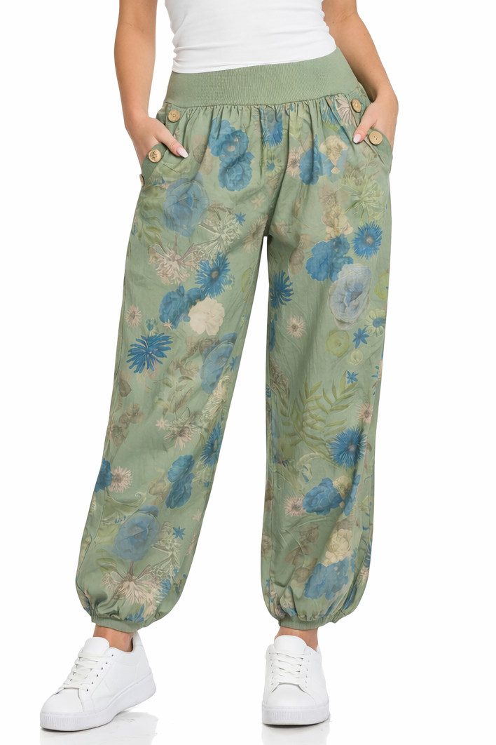 Mississhop Haremshose Baumwollhose Damenhose Aladinhose Blumenprint Sommerhose M. 277 (1-tlg)