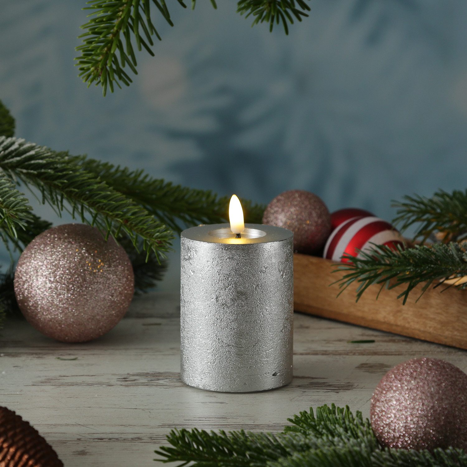 MARELIDA LED-Kerze LINA Rustik Optik Echtwachskerze flackernd Timer H: 11cm günstig online kaufen