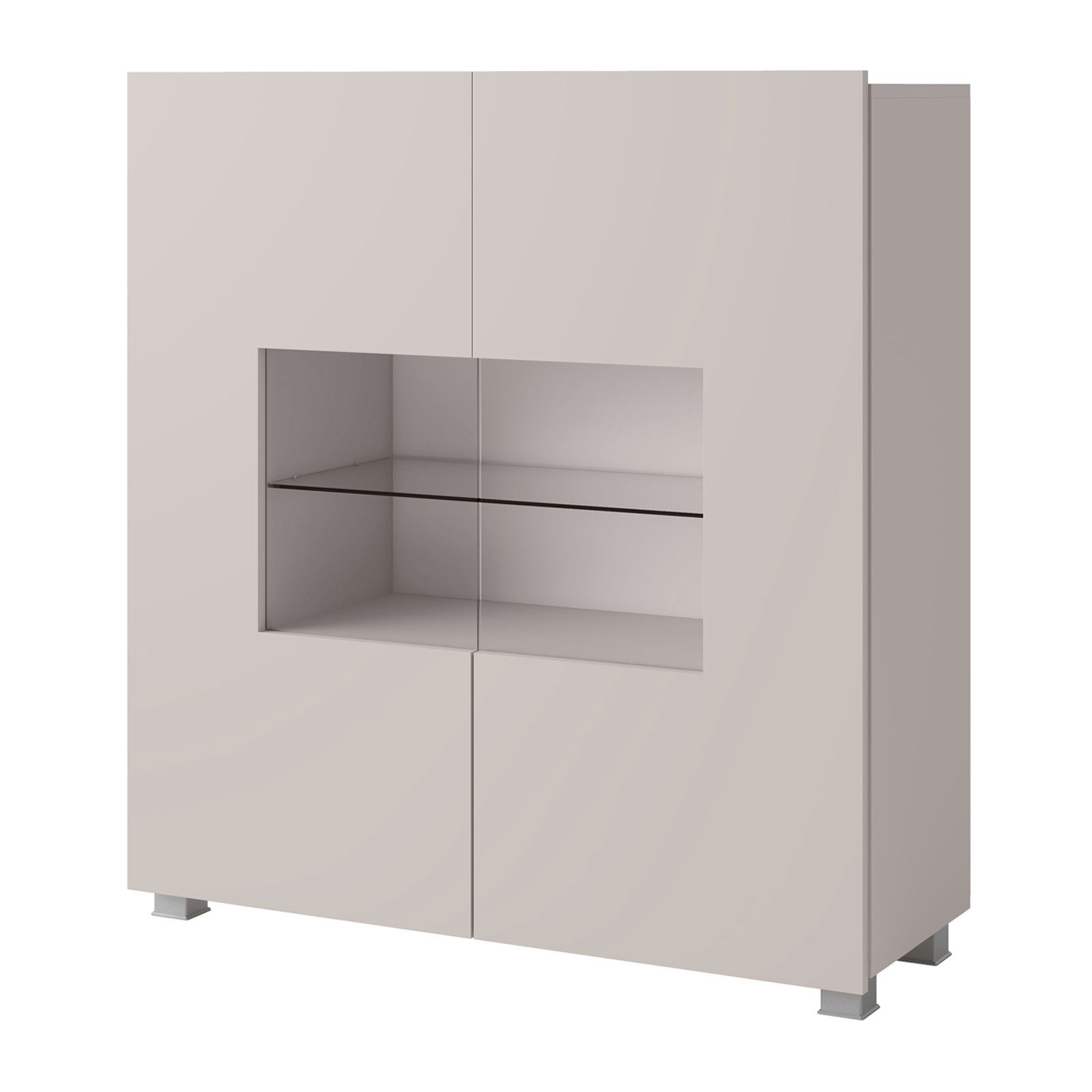 HAUSELEMENT Kommode CALABRINI C-02, Sideboard 100 cm Vitrine LED-Beleuchtung 2 Türen Vitrinenschrank