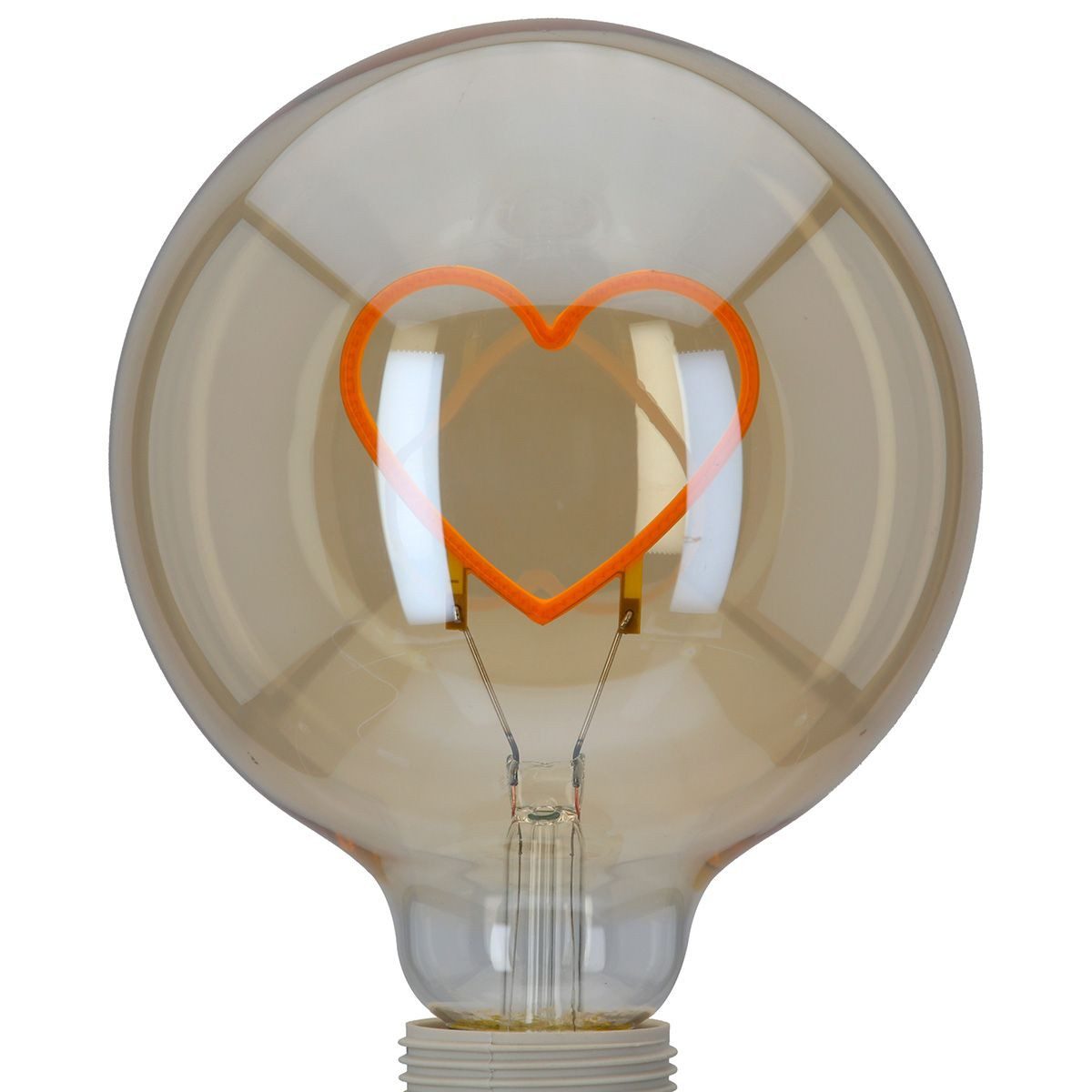 GILDE LED-Leuchtmittel LED Leuchtmittel mit Herzmotiv aus Glas E27 Fassung orange 17cm, 1 St.