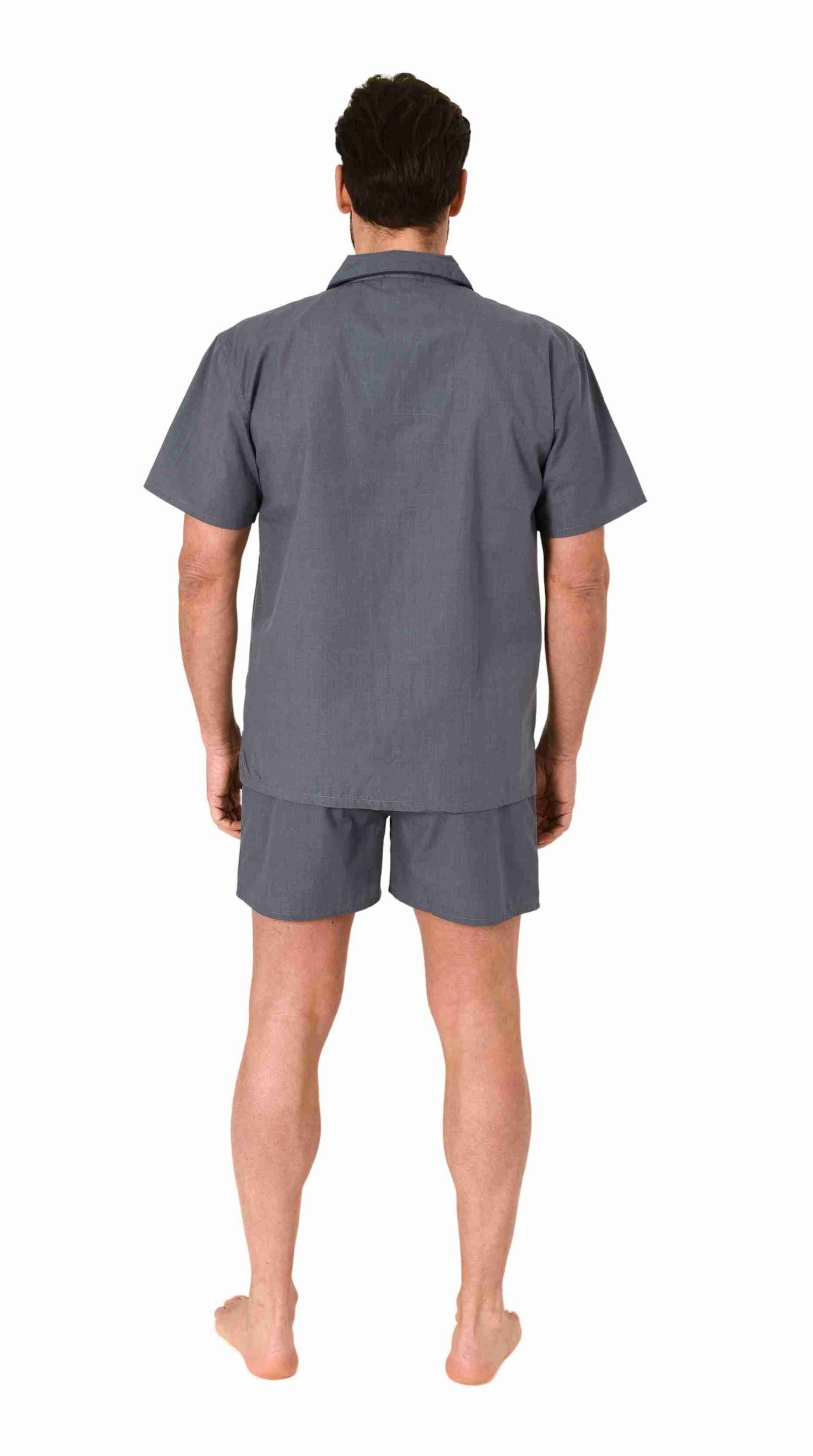 Normann Pyjama Herren kurzarm Schlafanzug Shorty Pyjama gewebt mit Knopfleiste – Bild 3 von 3