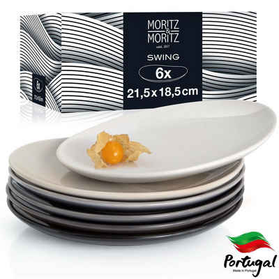 Moritz & Moritz Frühstücksteller »Teller Geschirr Set grau«, (6 St), geeignet für Mikrowelle und Spülmaschine