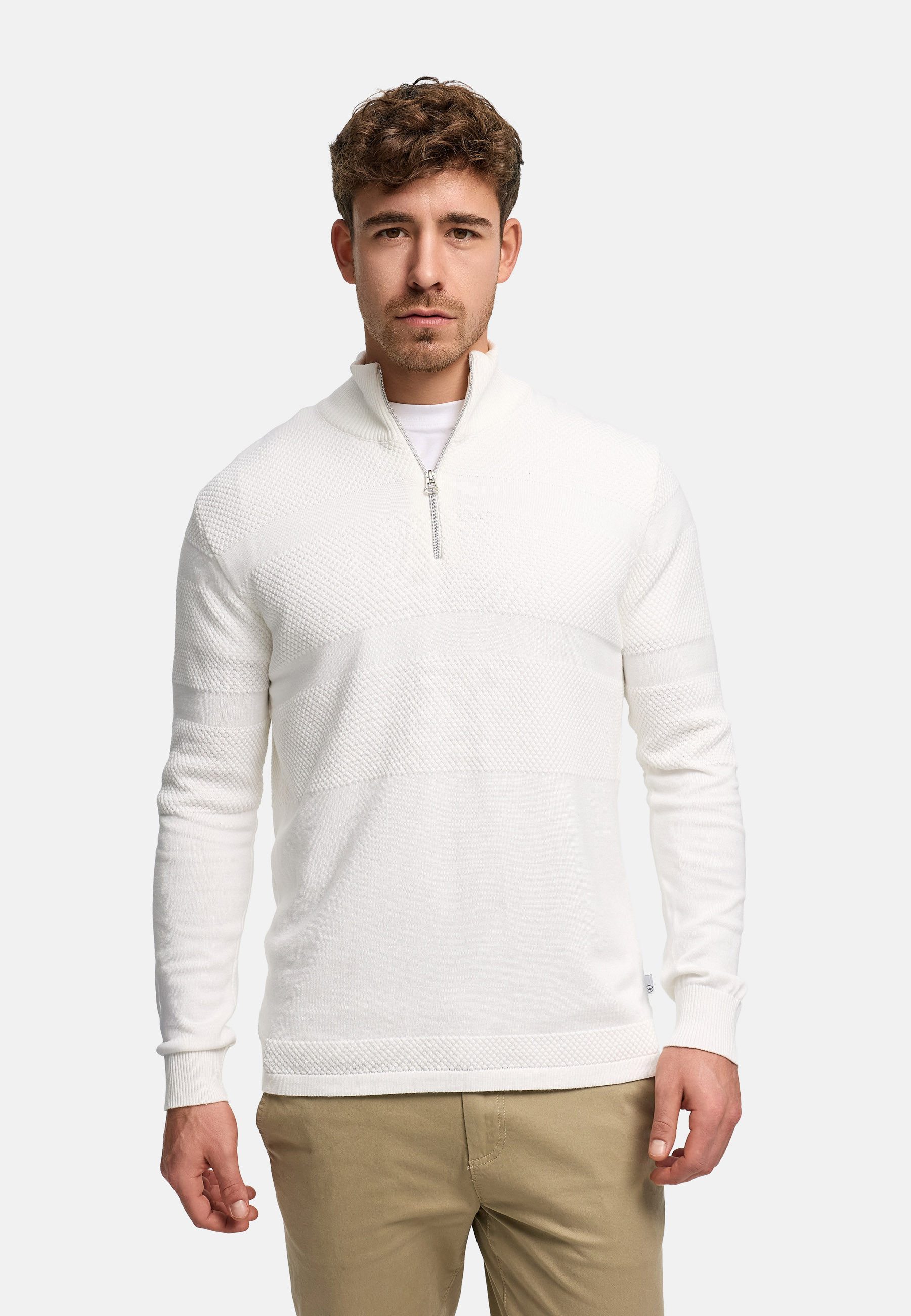 Kronstadt Strickpullover Herren KSHannes Half-Zip Pullover Herrenpullover aus hochwertigem Jaquard-Feinstrick