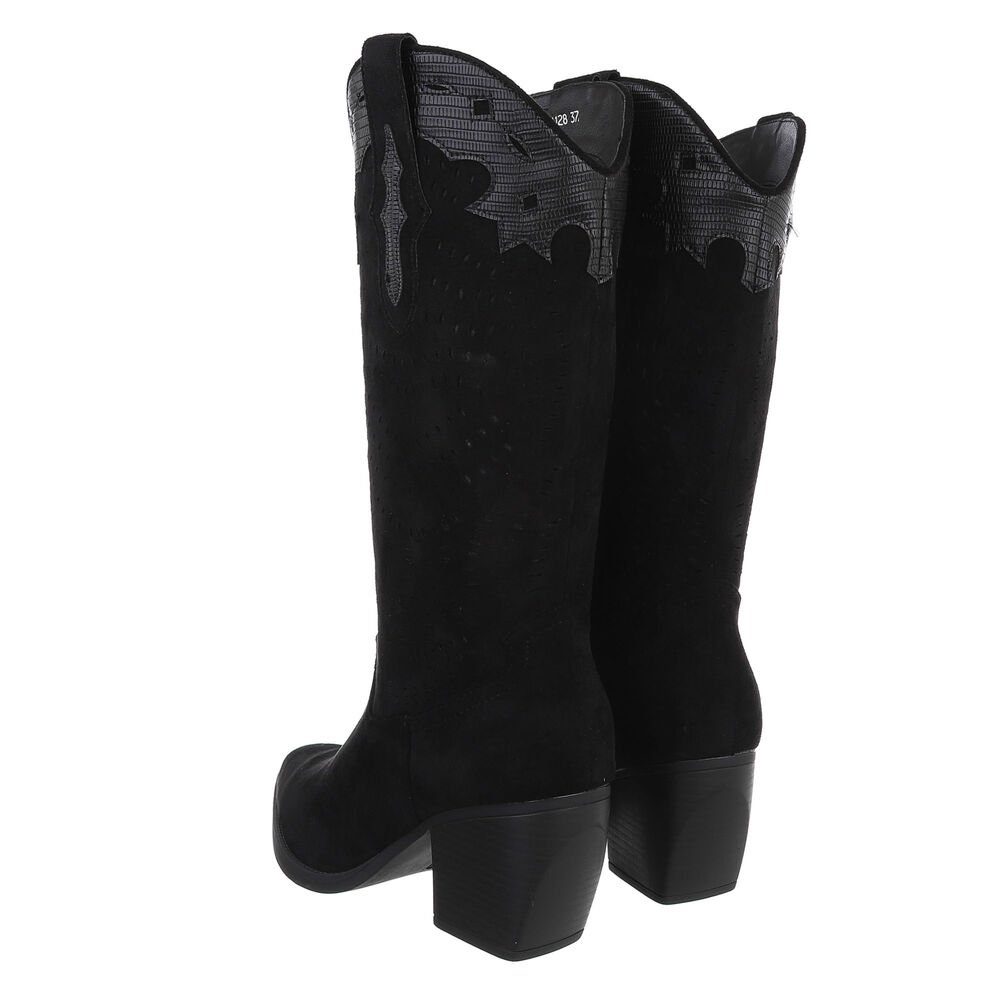 Ital-Design Damen Cowboyboots Western Westernstiefel (84160582) Blockabsatz Western- & Bikerstiefel in Schwarz