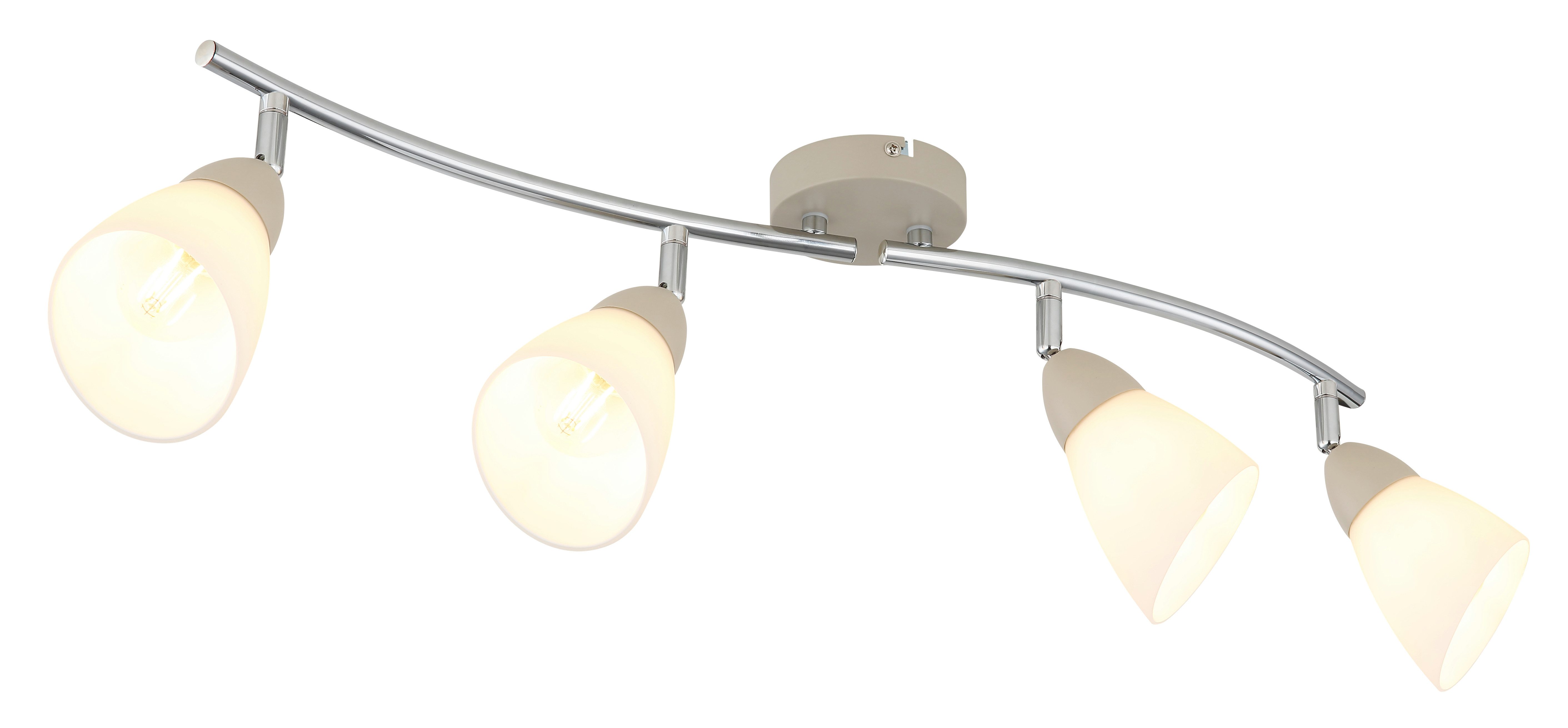 NOWA Deckenstrahler PAULA, ohne Leuchtmittel, 4 bewegliche Strahlerköpfe, Lampenschirme aus Glas