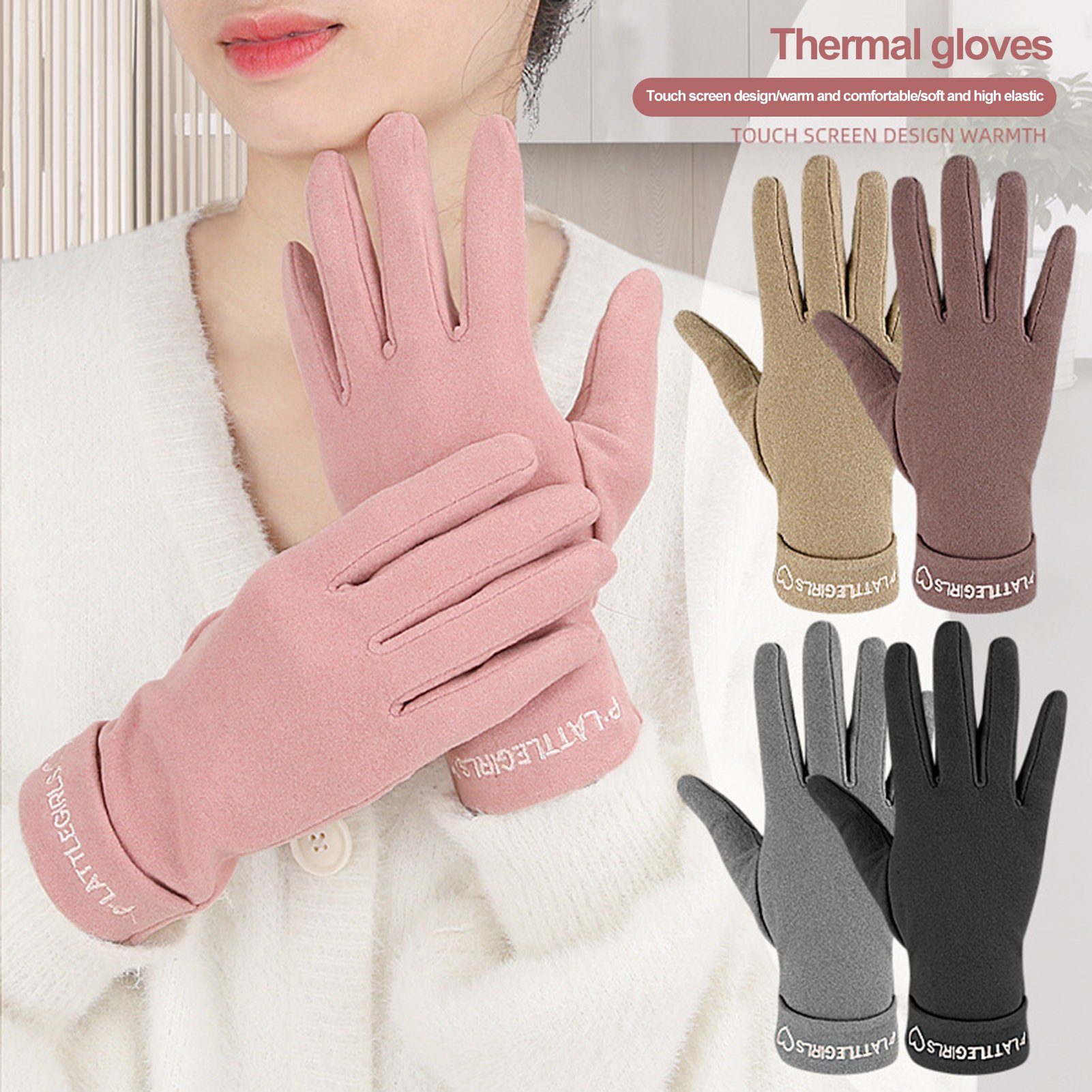 Damen Schwarz Damen Fleece Sport Warm für Strickhandschuhe Fingerhandschuhe Gefüttert Handschuhe Warme Touchscreen 1 Rutaqian Winter Paar
