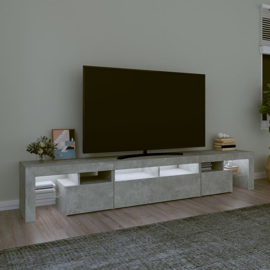 vidaXL TV-Schrank cm Betongrau 230x36,5x40 mit (1-St) TV-Schrank LED-Leuchten