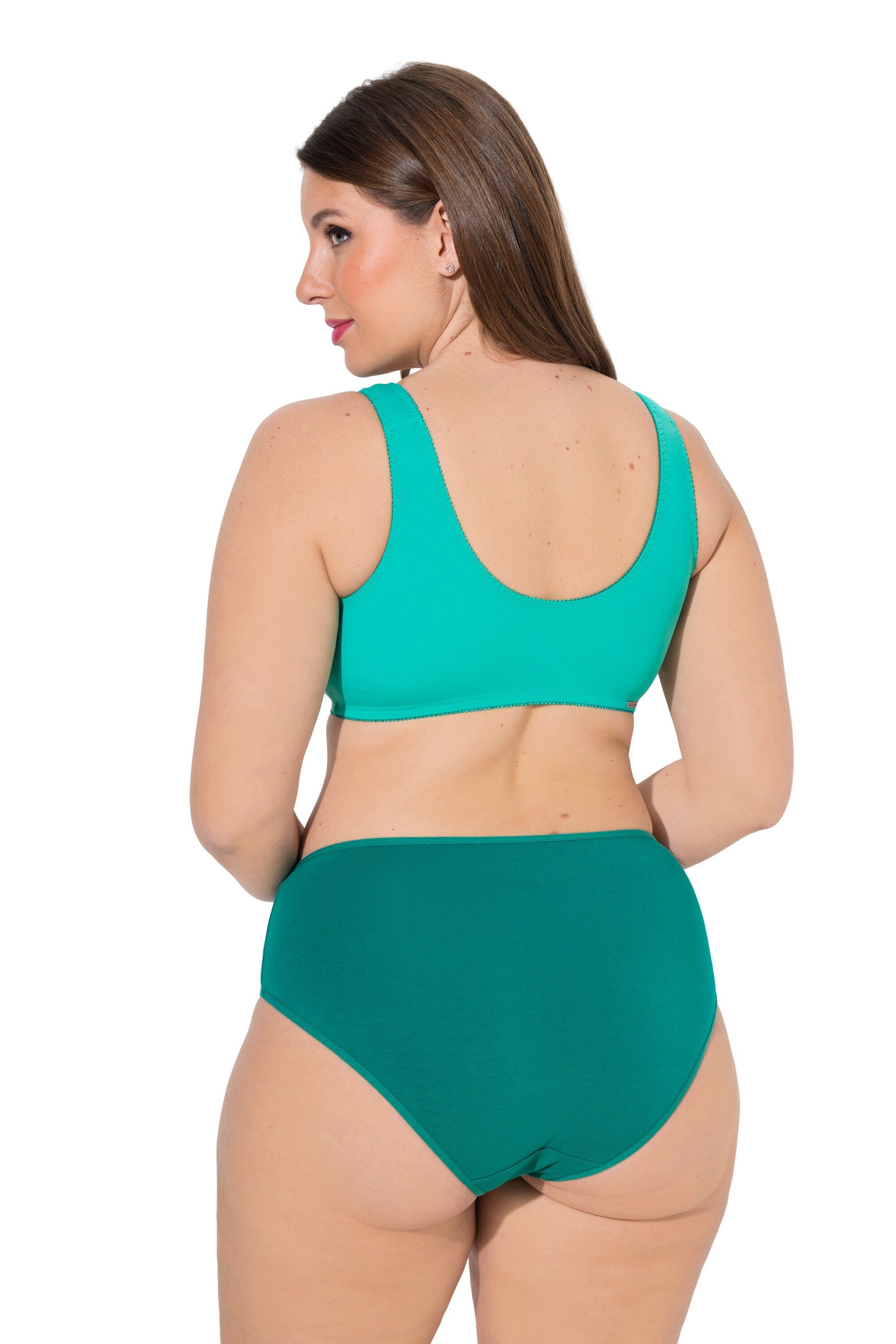 Ulla Popken Bustier Bustiers 2er-Pack Zacken/uni Vorderverschluss C/D (2-tlg)