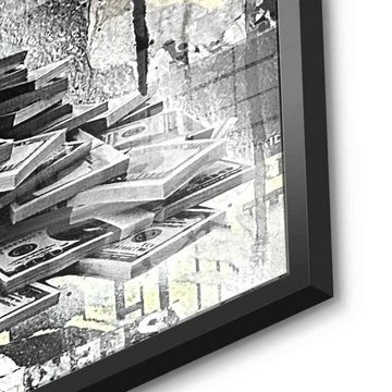 DOTCOMCANVAS® Acrylglasbild Weight Of The World - Acrylglas, Acrylglasbild Weight of the world Geld Hustle grau Street Art Collage