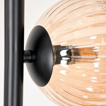 hofstein Stehlampe Stehlampe aus Metall/Riffelglas in Schwarz/Rauch/Bernstein, ohne Leuchtmittel, Leuchte mit Glasschirmen (12cm), Schalter, 3 x G9, ohne Leuchtmittel