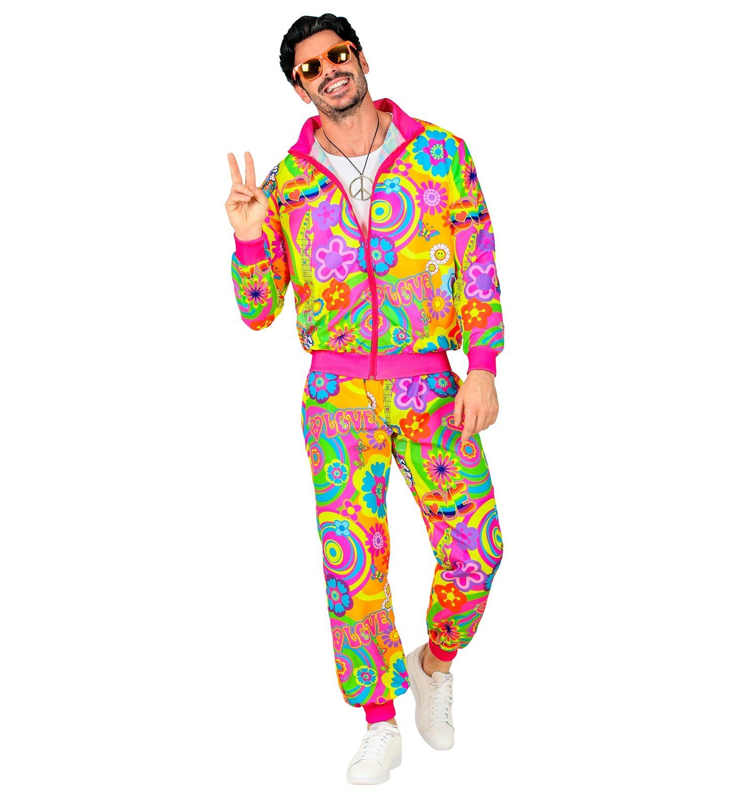 Widmann S.r.l. Kostüm Party Trainingsanzug 'Hippie Groovy' für Erwachsen
