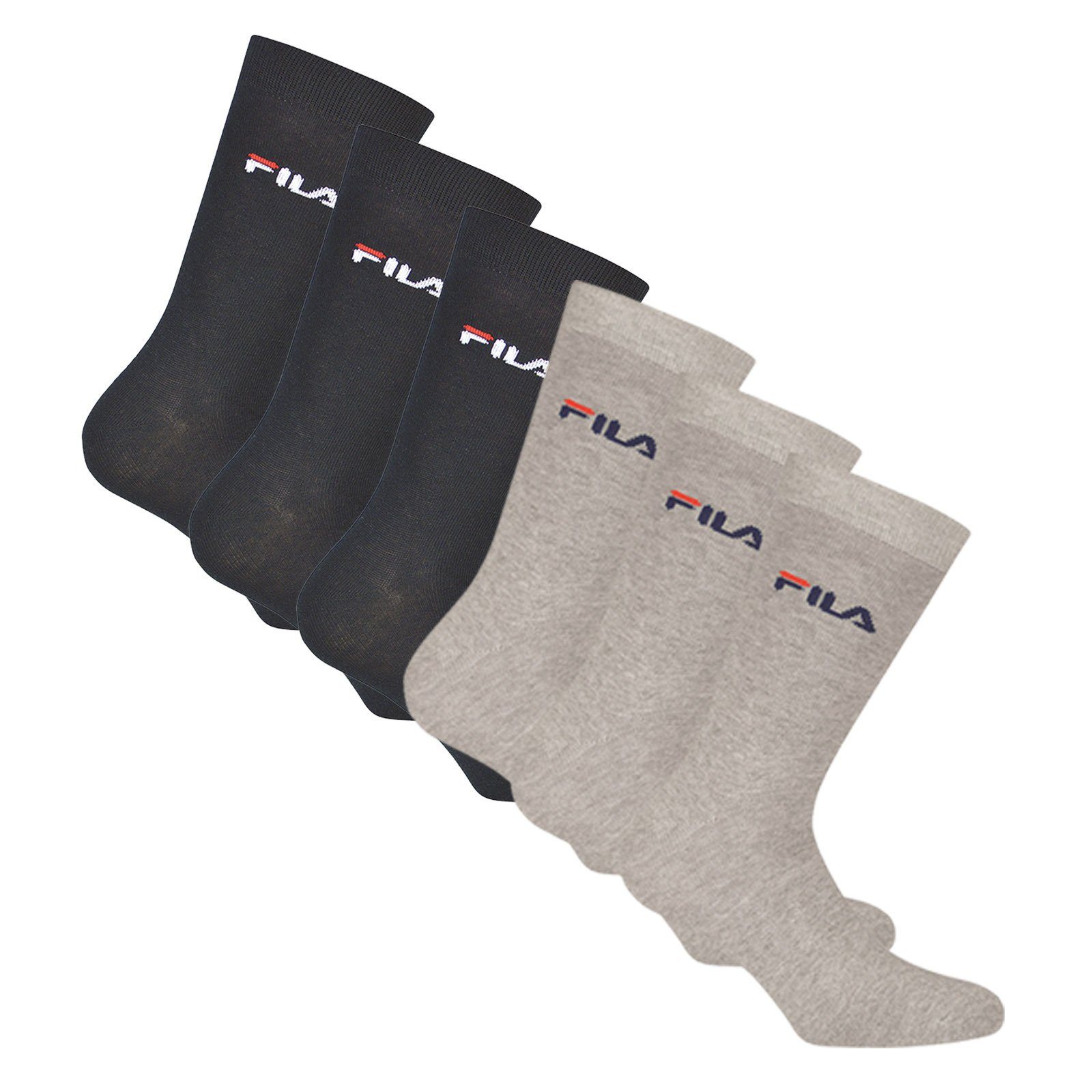 Fila Sportsocken Unisex Socken, 6er Pack - Crew Socks, Strümpfe Blau/Grau