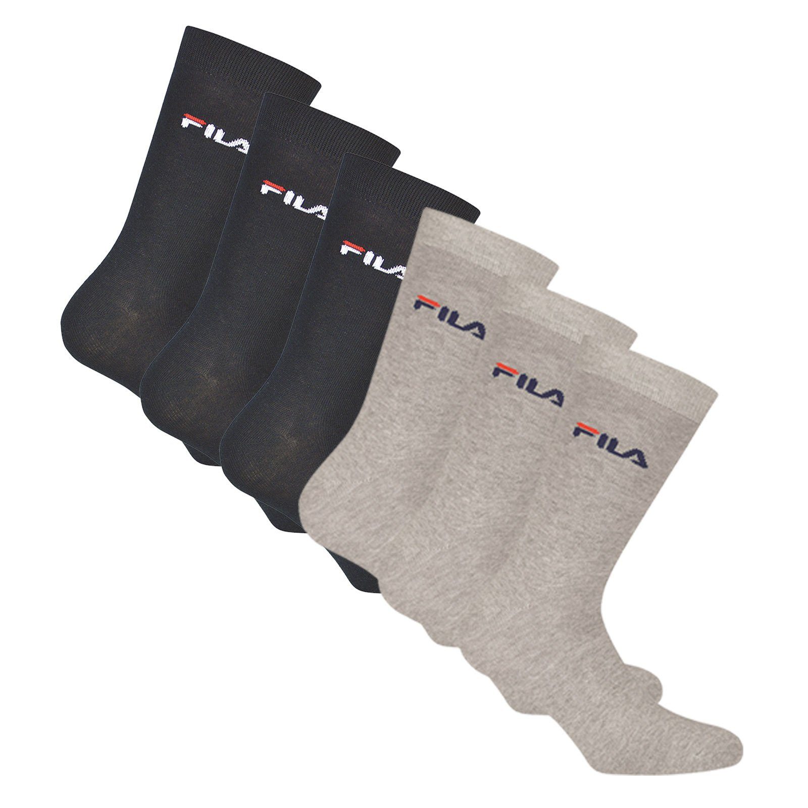 Fila Sportsocken Unisex Socken, 6er Blau/Grau Crew Socks, Strümpfe - Pack