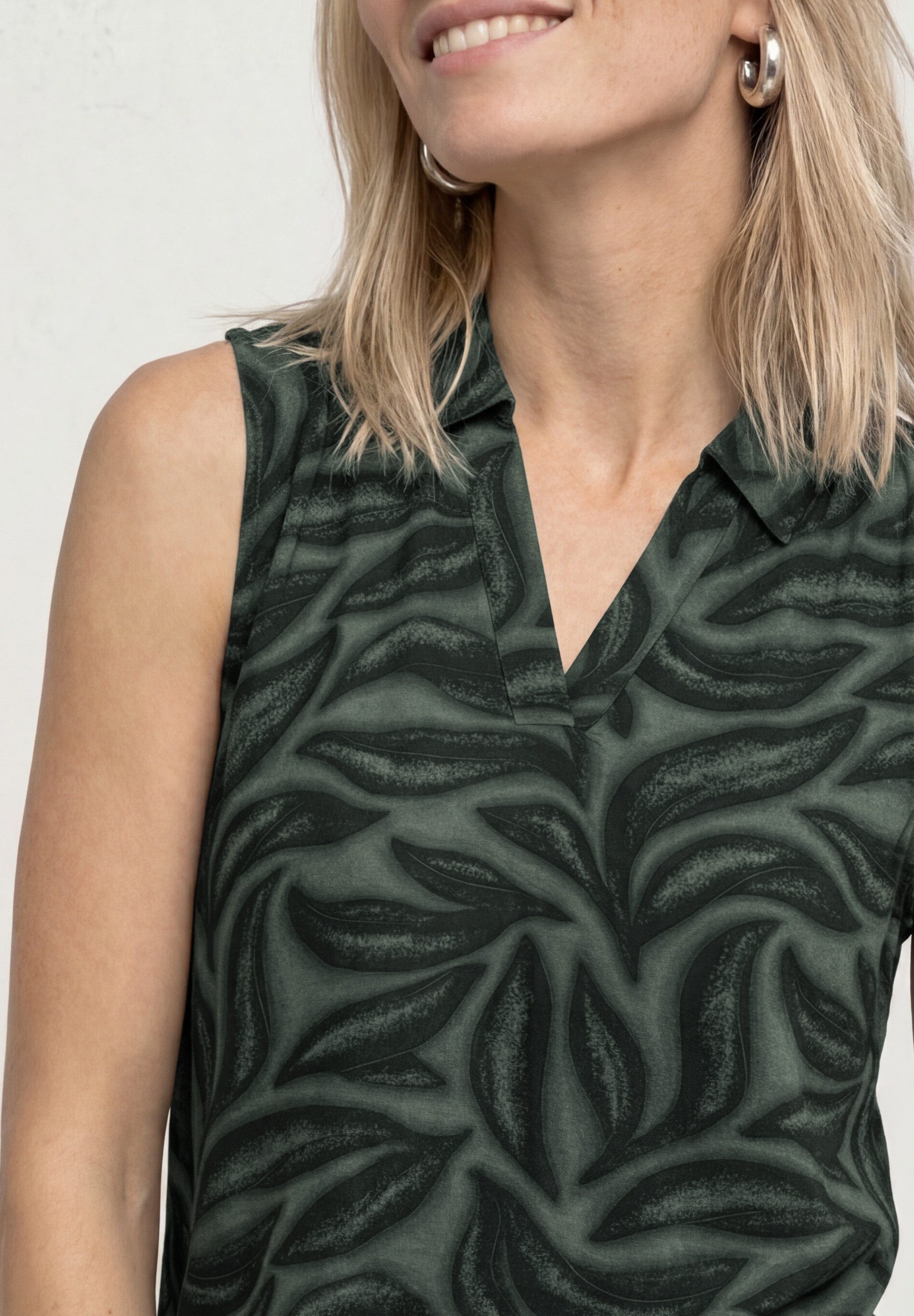 STREET ONE Shirttop Sommertop mit Kragen und floralem Allover-Print