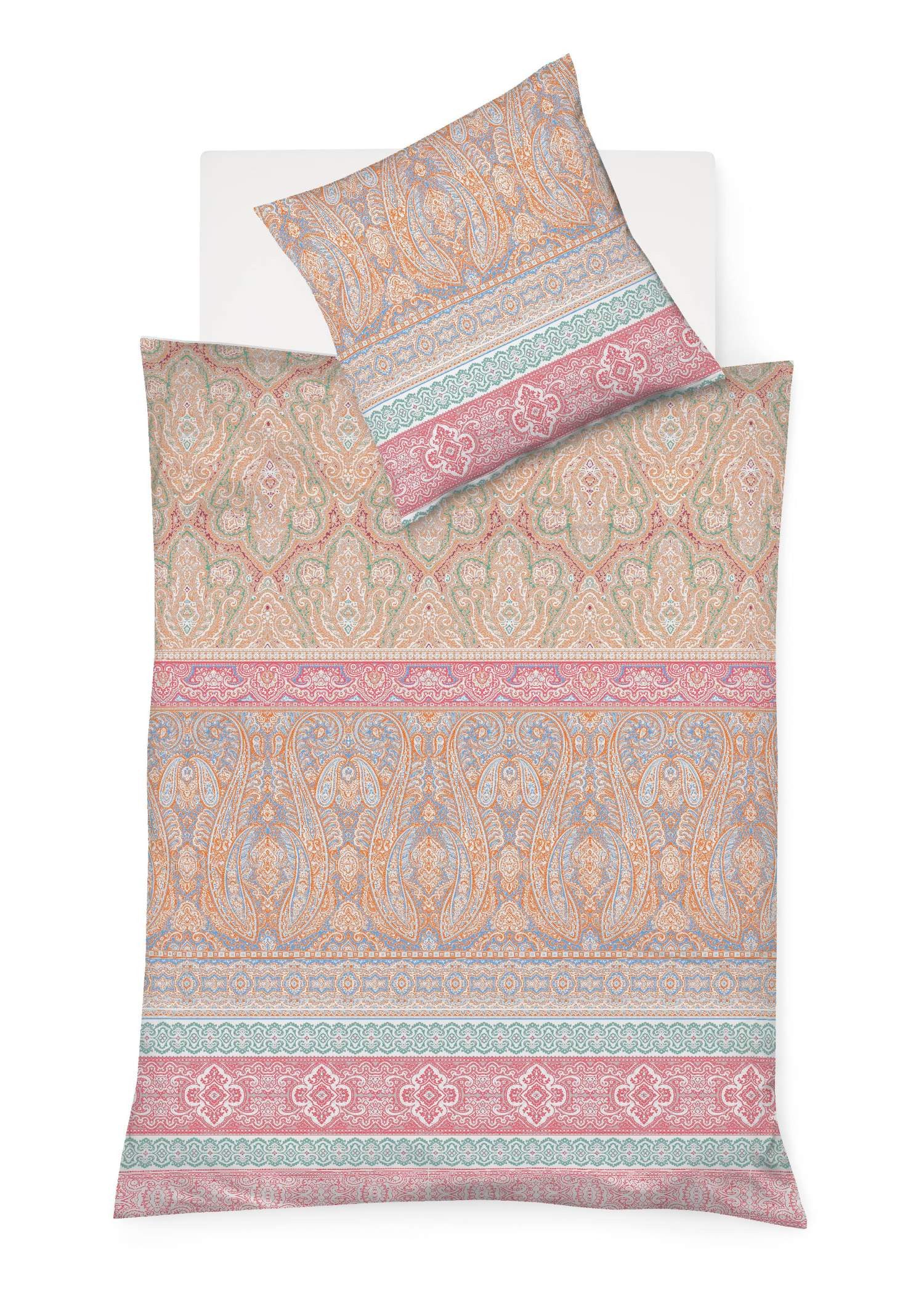 fleuresse Bettwäsche Fleuresse Mako-Satin Bettwäsche 155x220 Ornamente Paisley apricot, Mako-Satin, 2 teilig