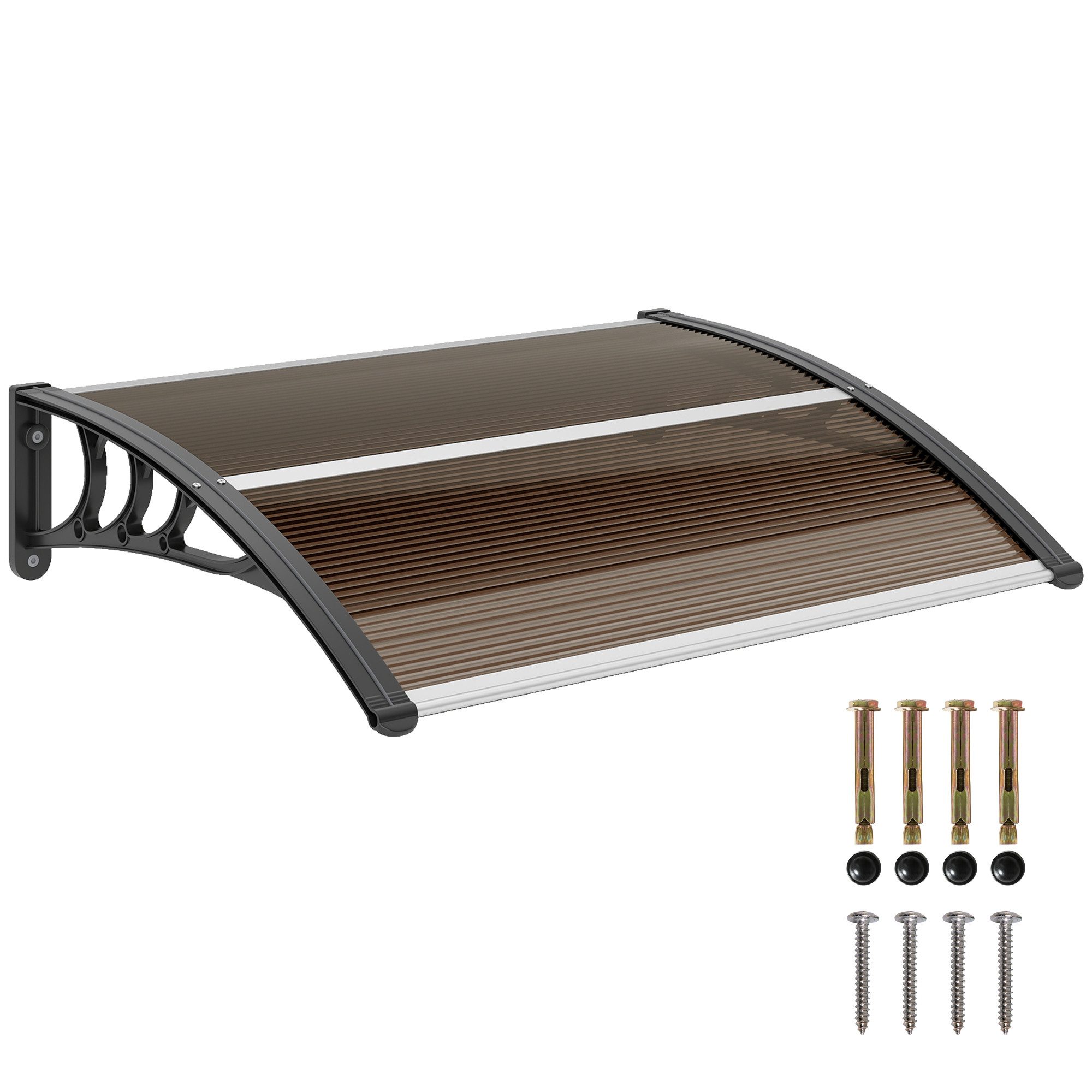 Outsunny Pultvordach Vordach Haustürvordach 75 x 100 cm (Überdachung, 1 St., Polycarbonat), Braun