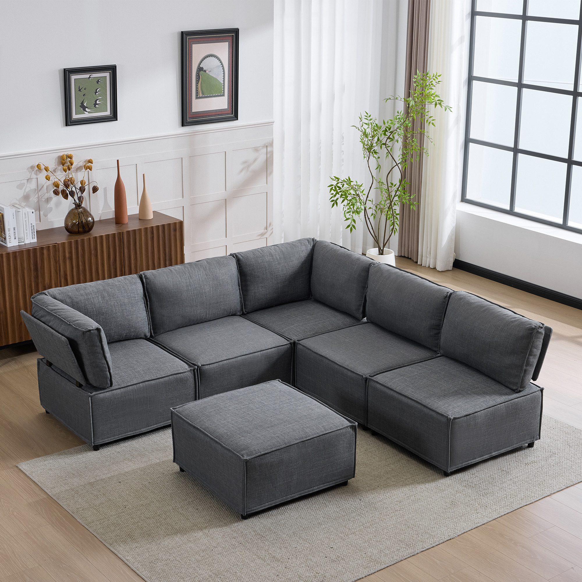 MODFU Ecksofa Modulares Ecksofa, vielseitig einsetzbar, flexibel und einfach zu verbinden, für jede Art von Zuhause geeignet 1 Teile